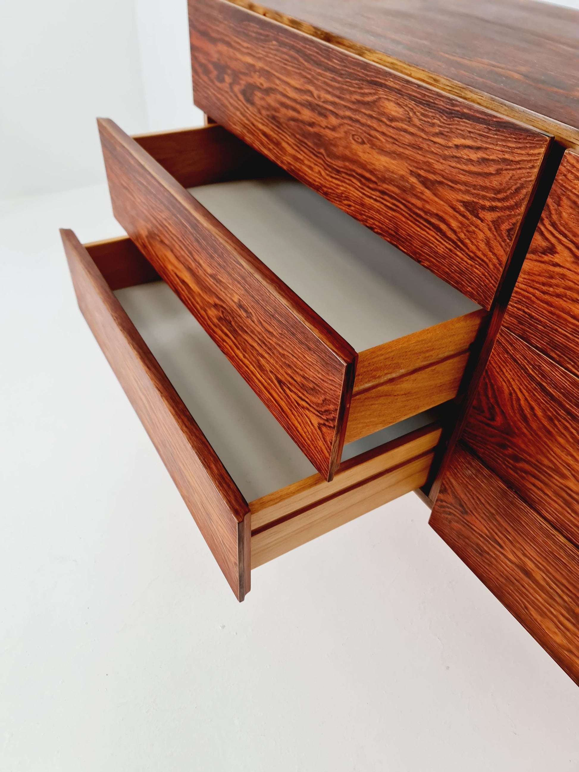 super Rare Mid-Century Modern Rosewood Wall Unit –with Record cabinet Floating Cabinet Set (4 Pieces)1960s
