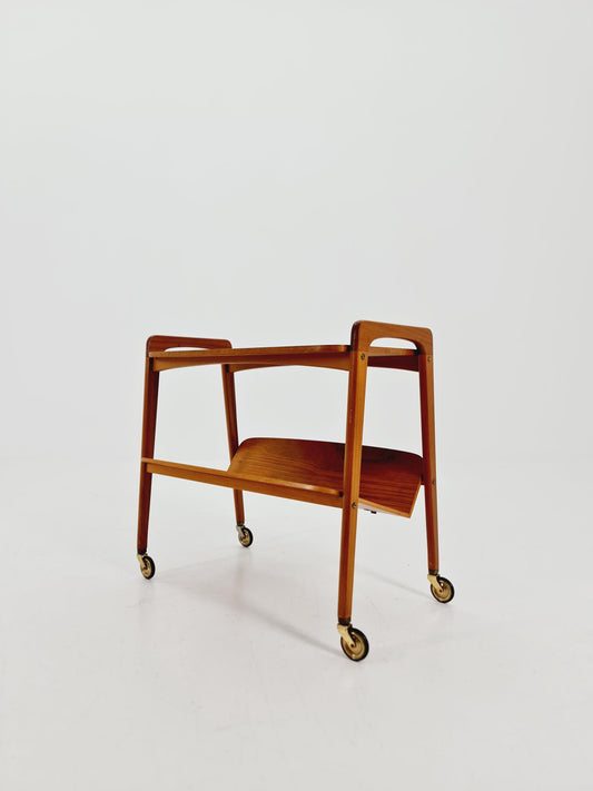 Midcentury Walnut Vintage big Side table/ Bedside table/ Night stand with News Paper shelf straight from the sixties By Opal