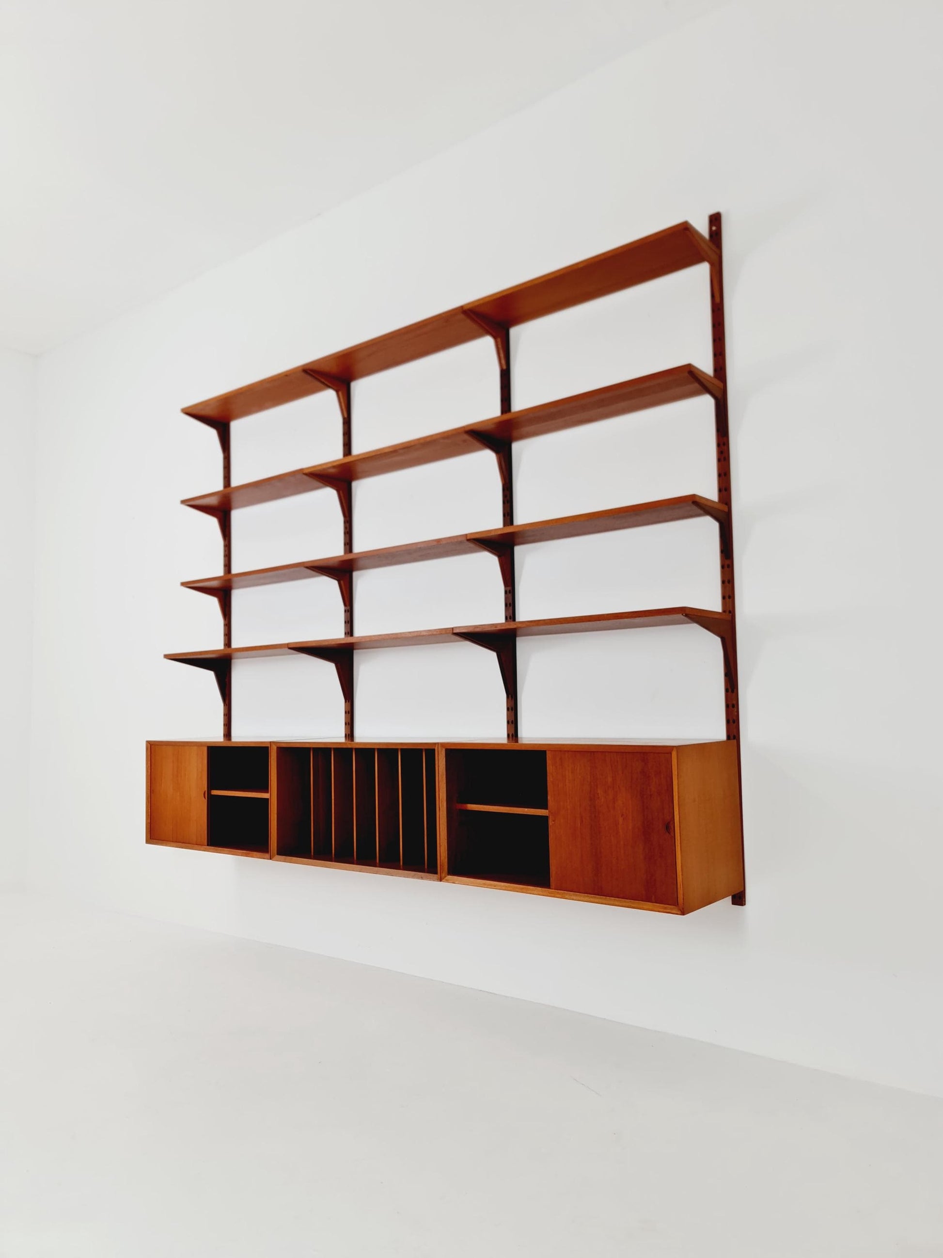 Big Mid century Danish Teak Wall Unit with 3 cabinets by Poul Cadovius for Cado, Denmark, 1960s