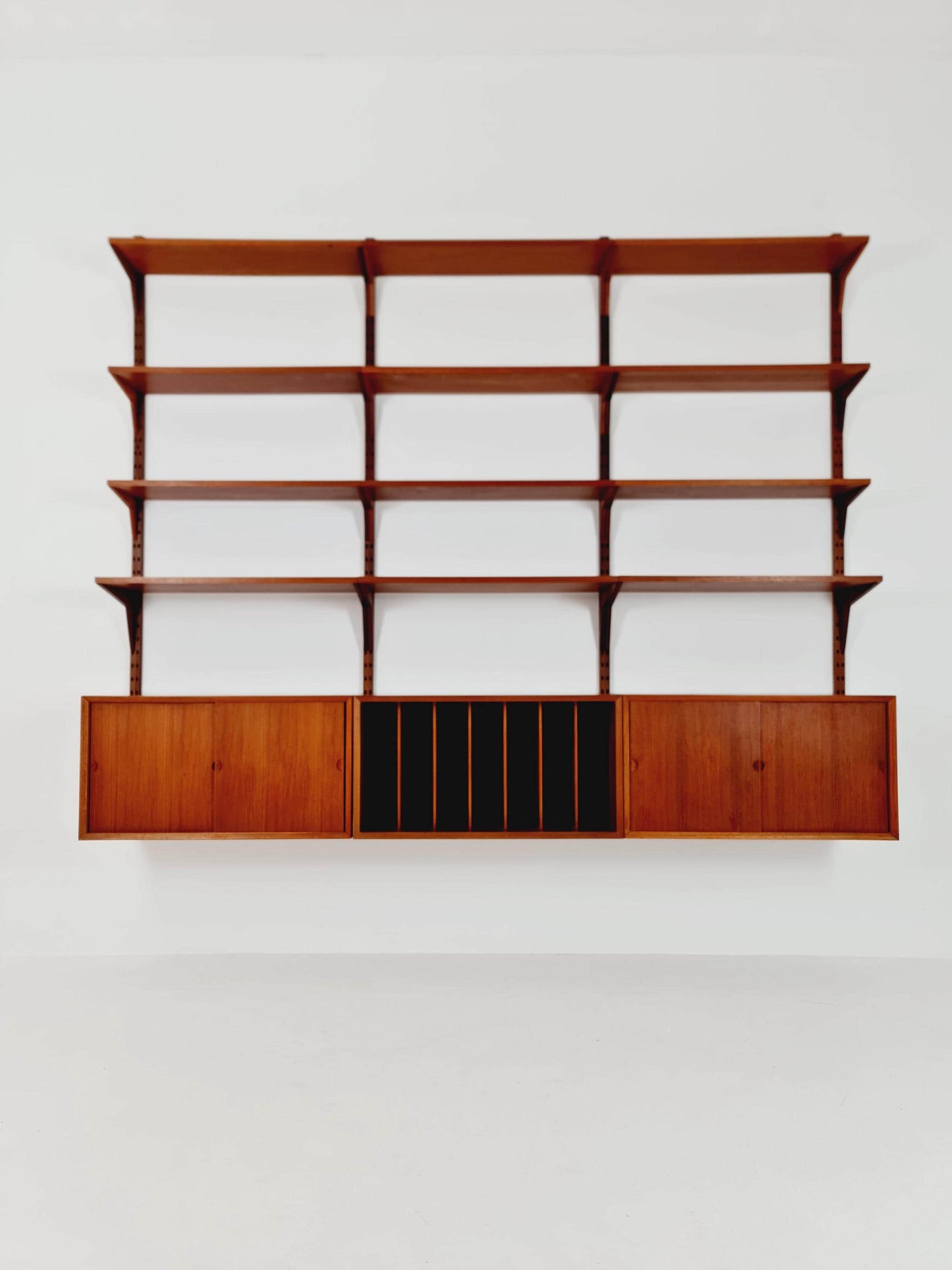 Big Mid century Danish Teak Wall Unit with 3 cabinets by Poul Cadovius for Cado, Denmark, 1960s