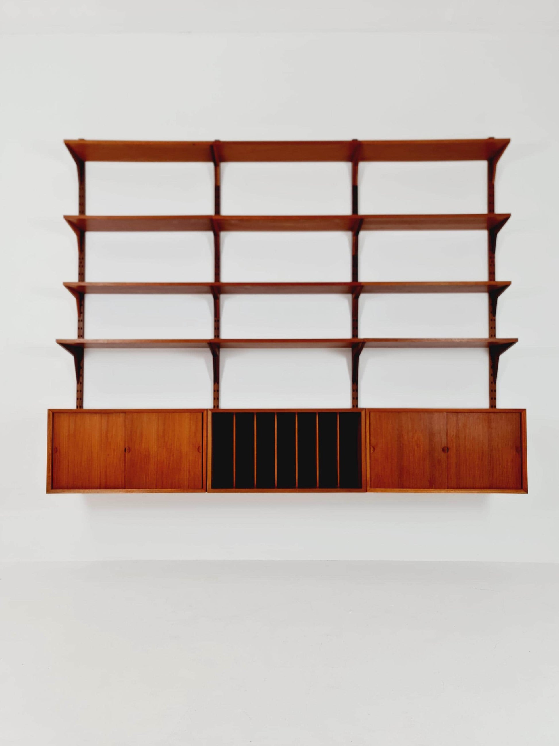 Big Mid century Danish Teak Wall Unit with 3 cabinets by Poul Cadovius for Cado, Denmark, 1960s