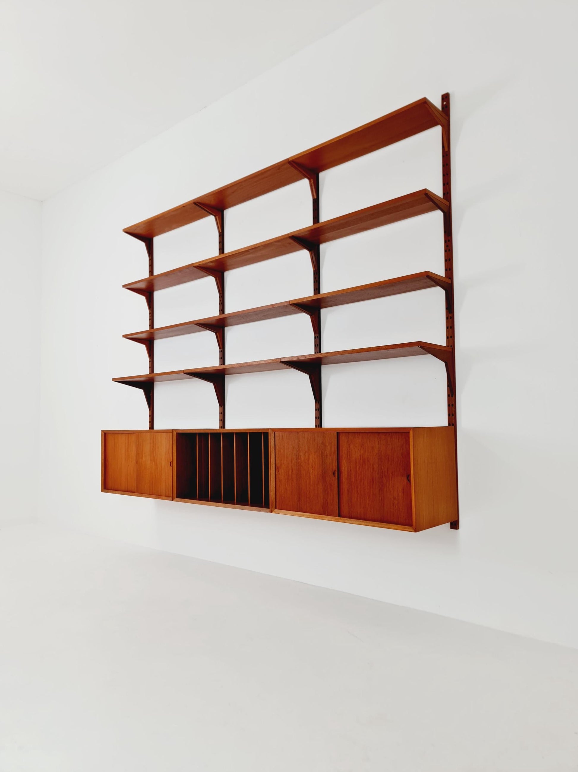 Big Mid century Danish Teak Wall Unit with 3 cabinets by Poul Cadovius for Cado, Denmark, 1960s
