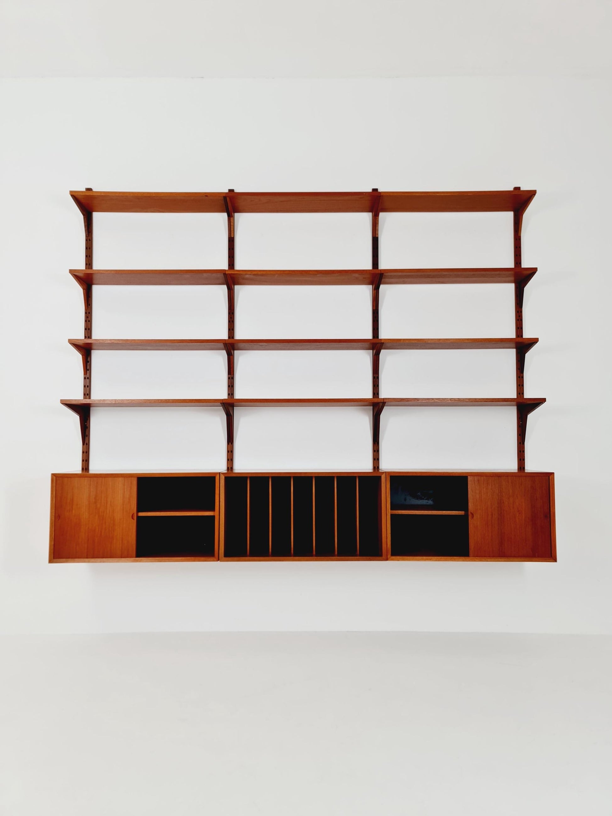 Big Mid century Danish Teak Wall Unit with 3 cabinets by Poul Cadovius for Cado, Denmark, 1960s