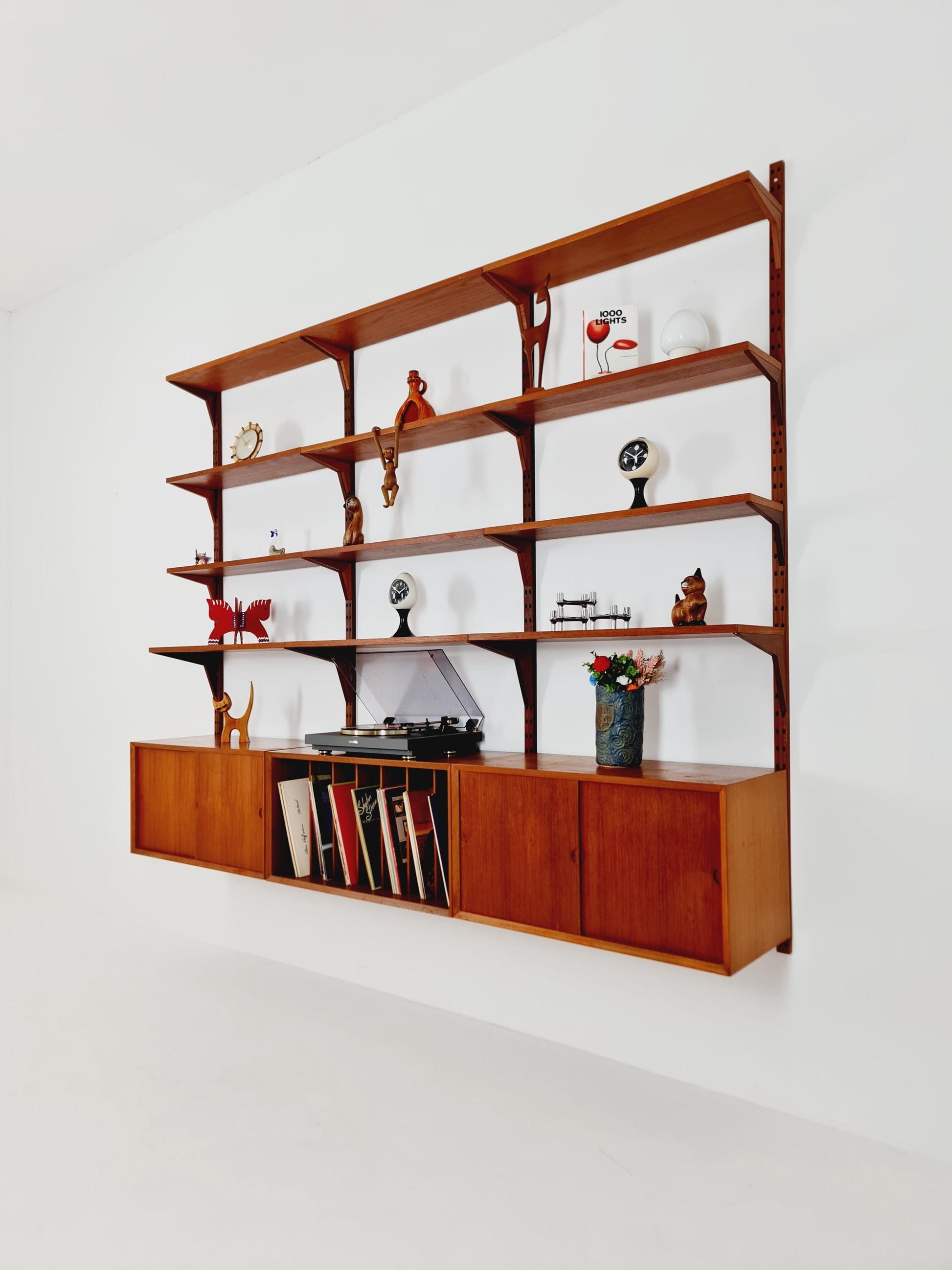 Big Mid century Danish Teak Wall Unit with 3 cabinets by Poul Cadovius for Cado, Denmark, 1960s