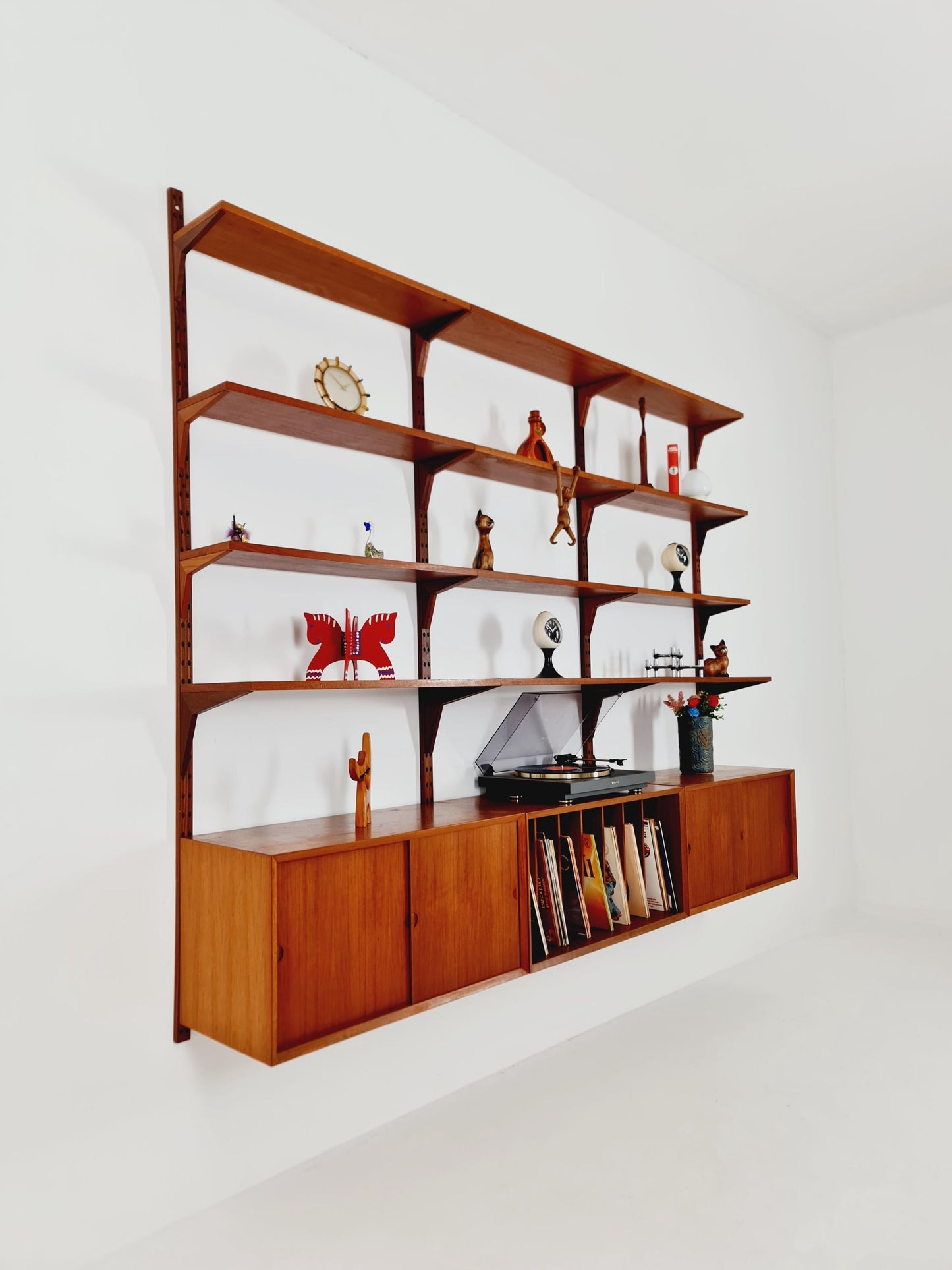 Big Mid century Danish Teak Wall Unit with 3 cabinets by Poul Cadovius for Cado, Denmark, 1960s