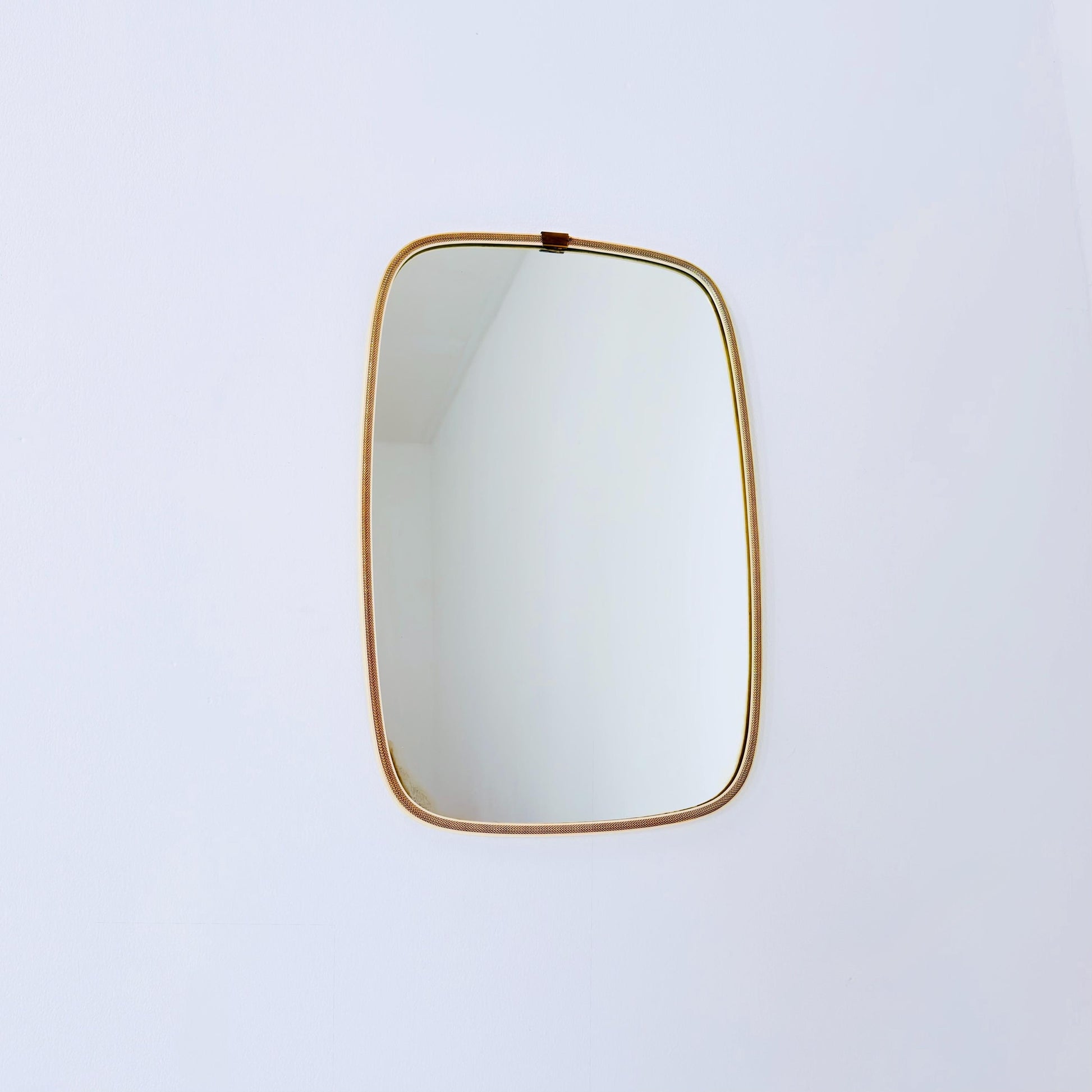 Large Mid-Century Modern wall mirror with brass frame by Münchener Zierspiegel, 1950s