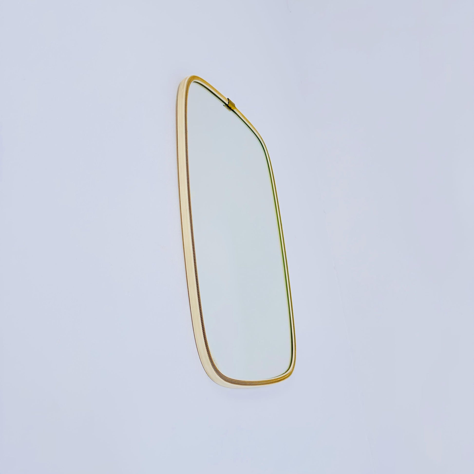 Large Mid-Century Modern wall mirror with brass frame by Münchener Zierspiegel, 1950s