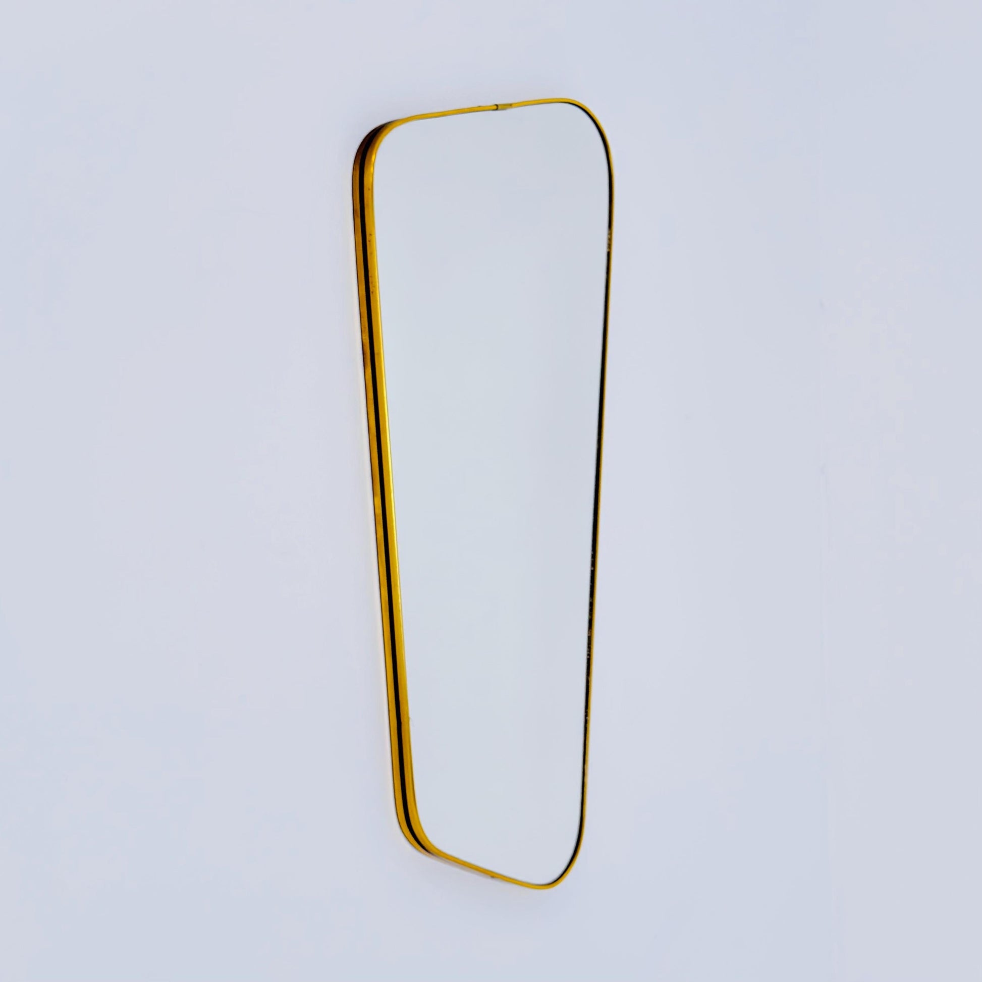 Mid century wall mirror brass framed with black edging 1950s