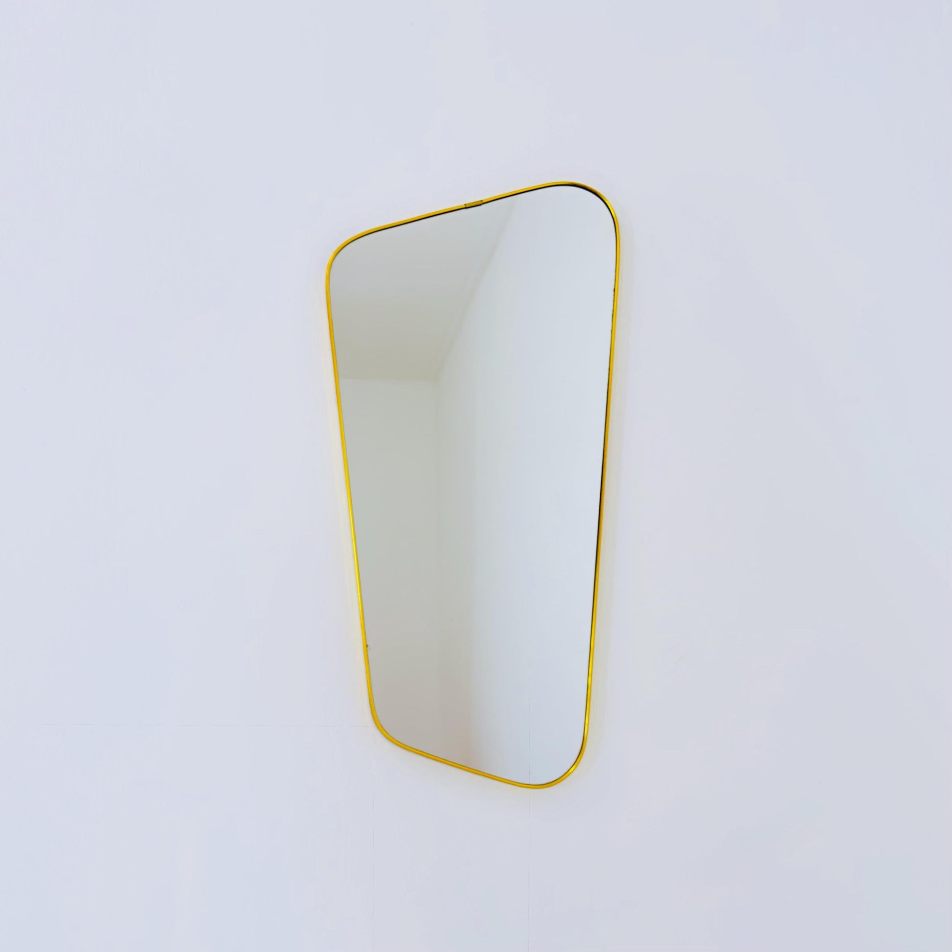 Mid century wall mirror brass framed with black edging 1950s
