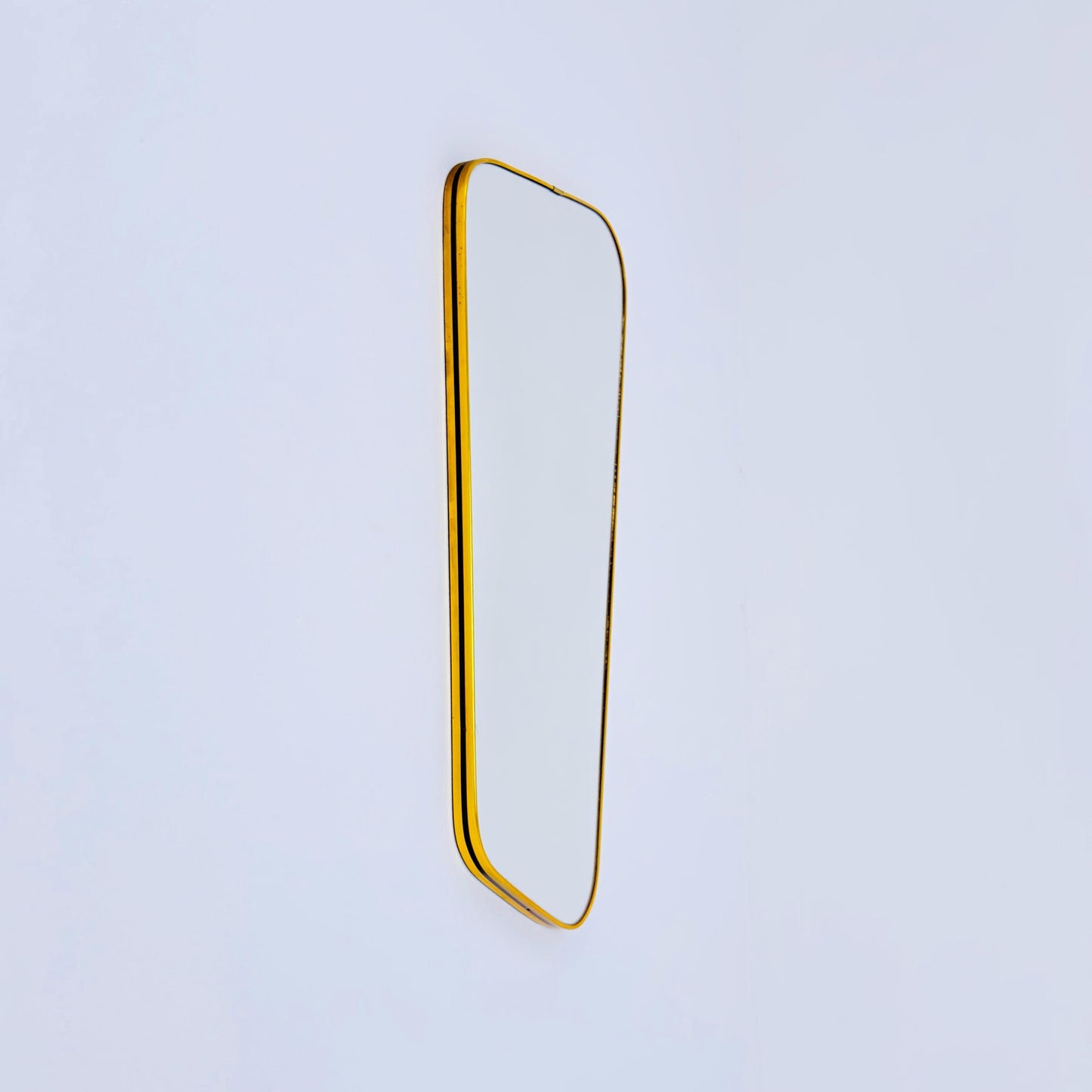 Mid century wall mirror brass framed with black edging 1950s