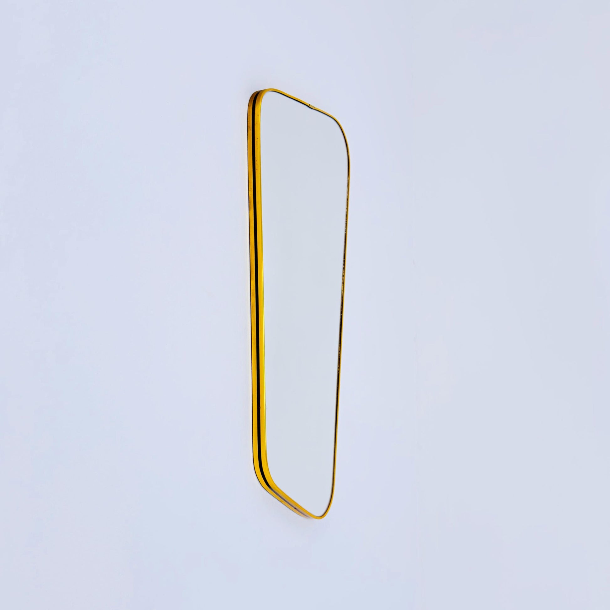 Mid century wall mirror brass framed with black edging 1950s