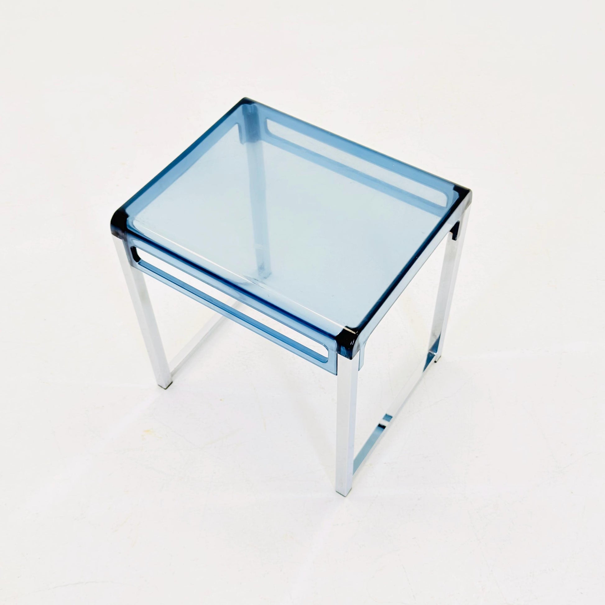 Blue Space Age side table by Marc Berthier for Prisunic, 1970s