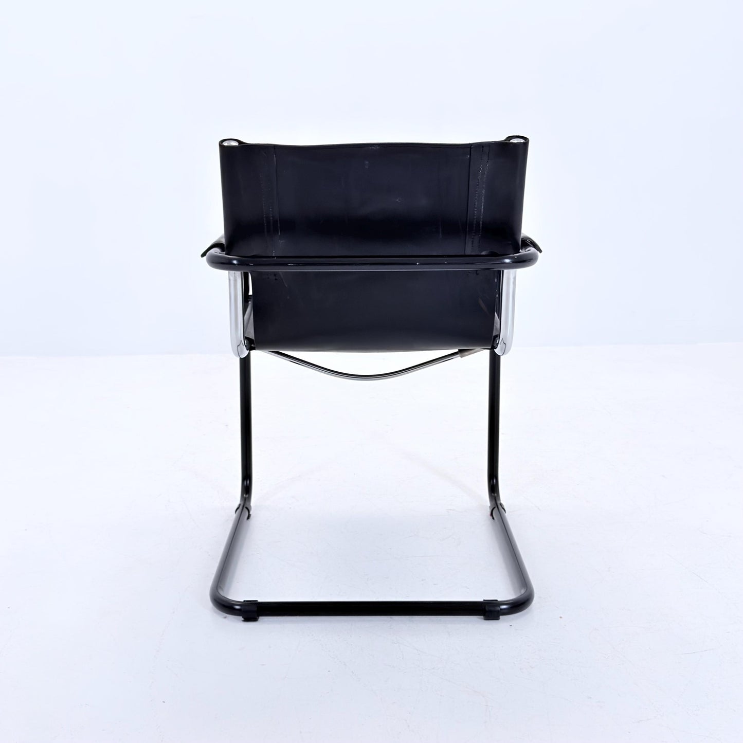 Mid Century Bauhaus MG5 Visitor Chair in Black Leather by Mart Stam & Marcel Breuer for Matteo Grassi, 1970s