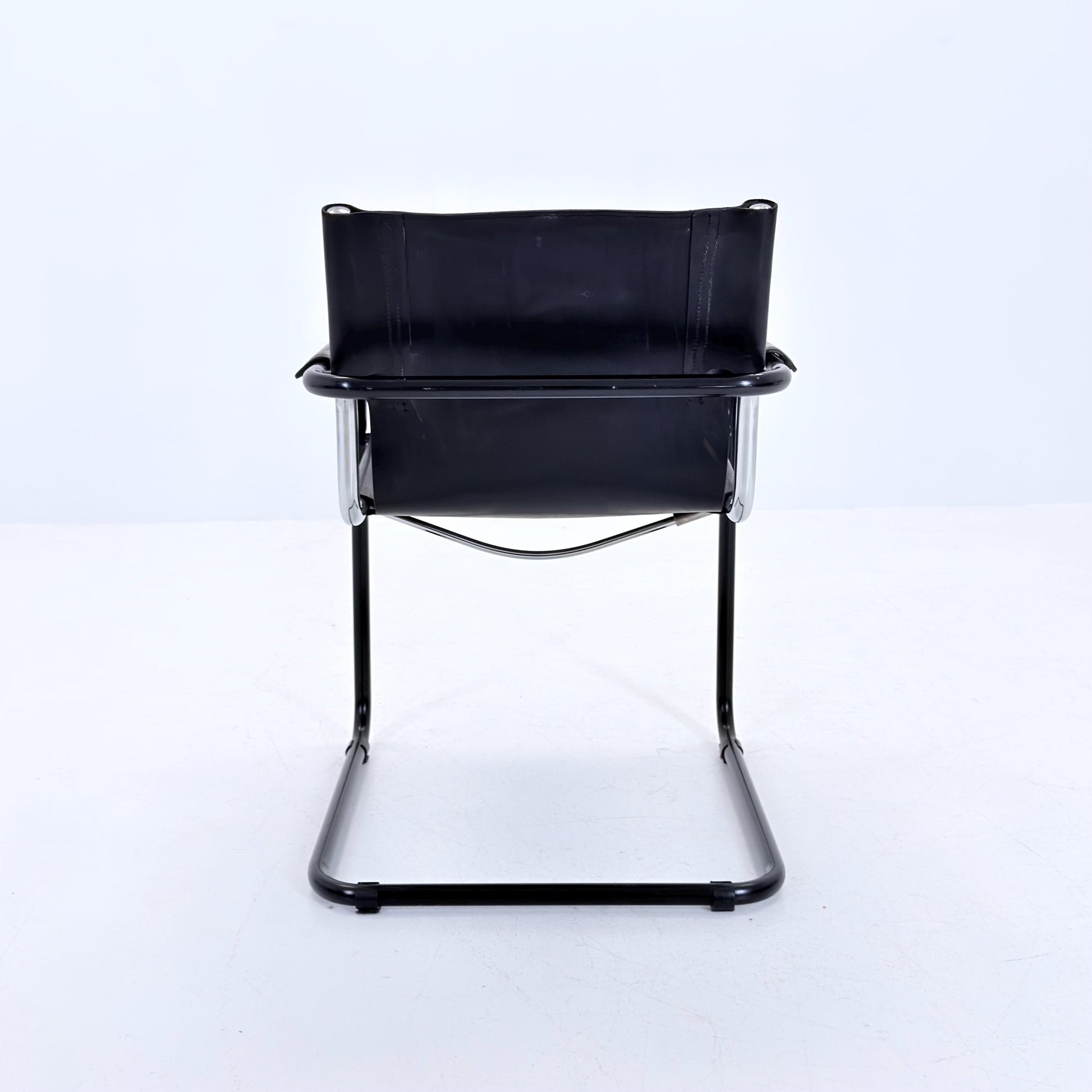 Mid Century Bauhaus MG5 Visitor Chair in Black Leather by Mart Stam & Marcel Breuer for Matteo Grassi, 1970s