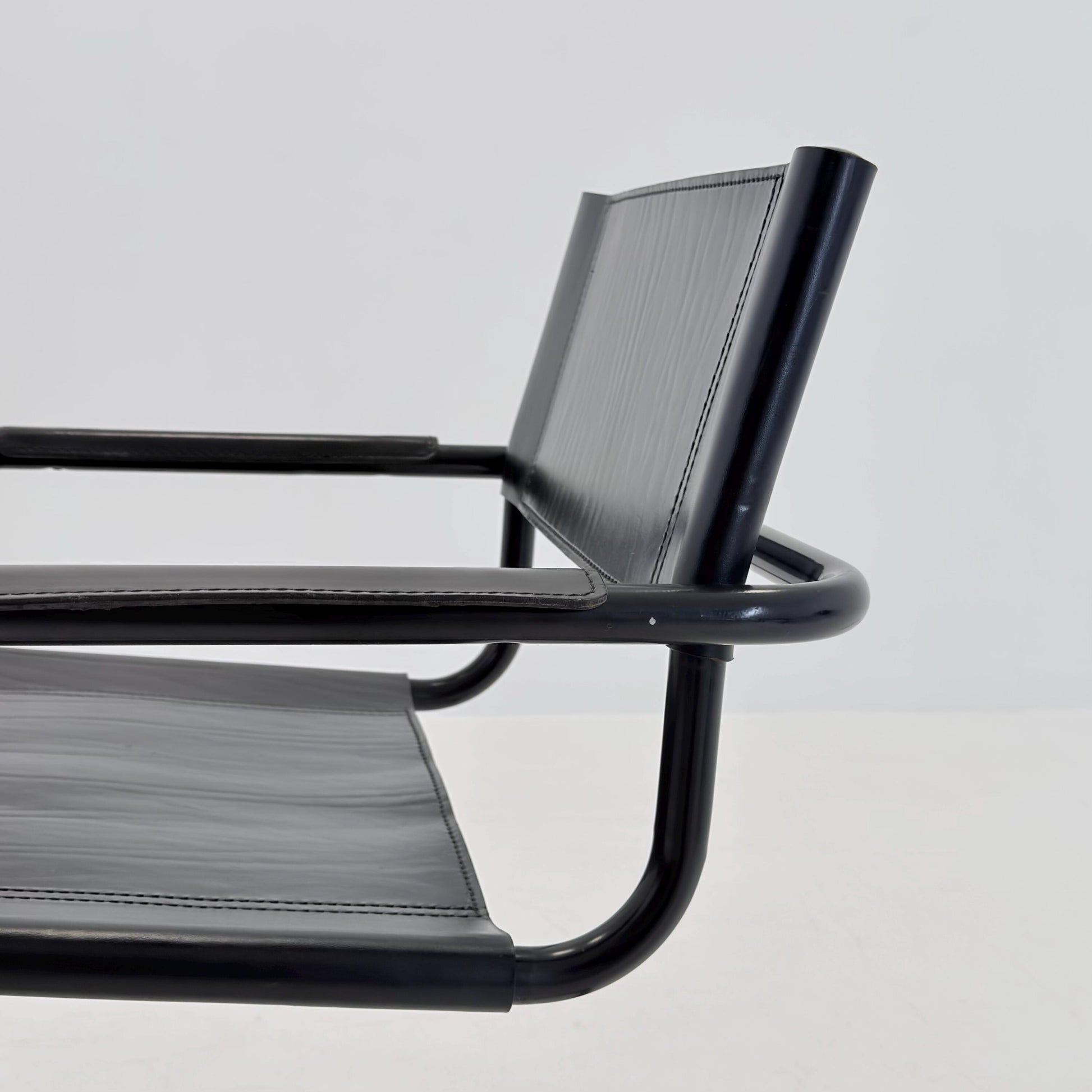 Mid Century Bauhaus black edition Armchair by Marcel Breuer & Mart Stam Italy, 1980s