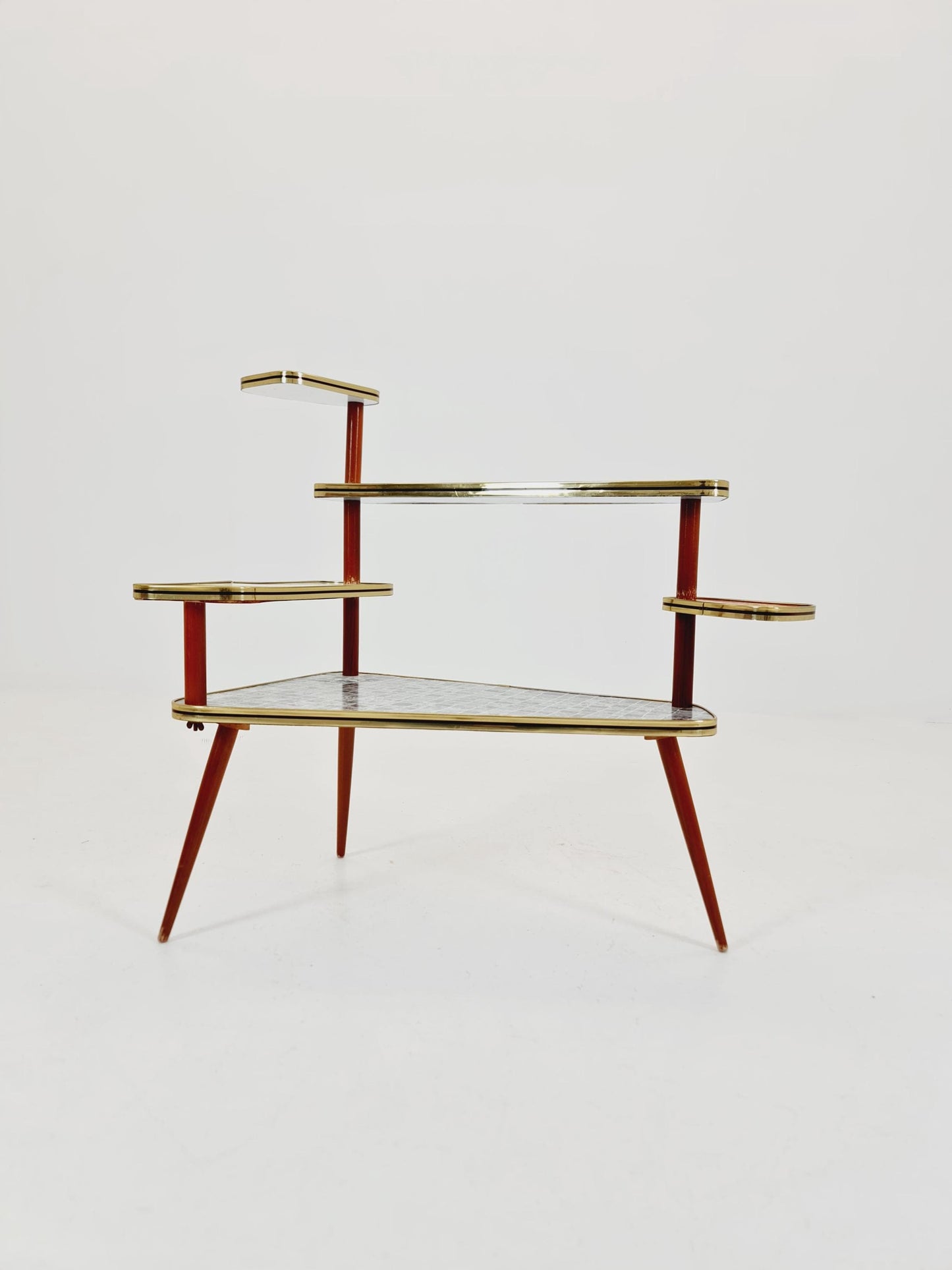Big 1950s German Plant Stand, Colorful Vintage Mid-Century Minimalist Indoor Plant Stand Side Table Retro flower table