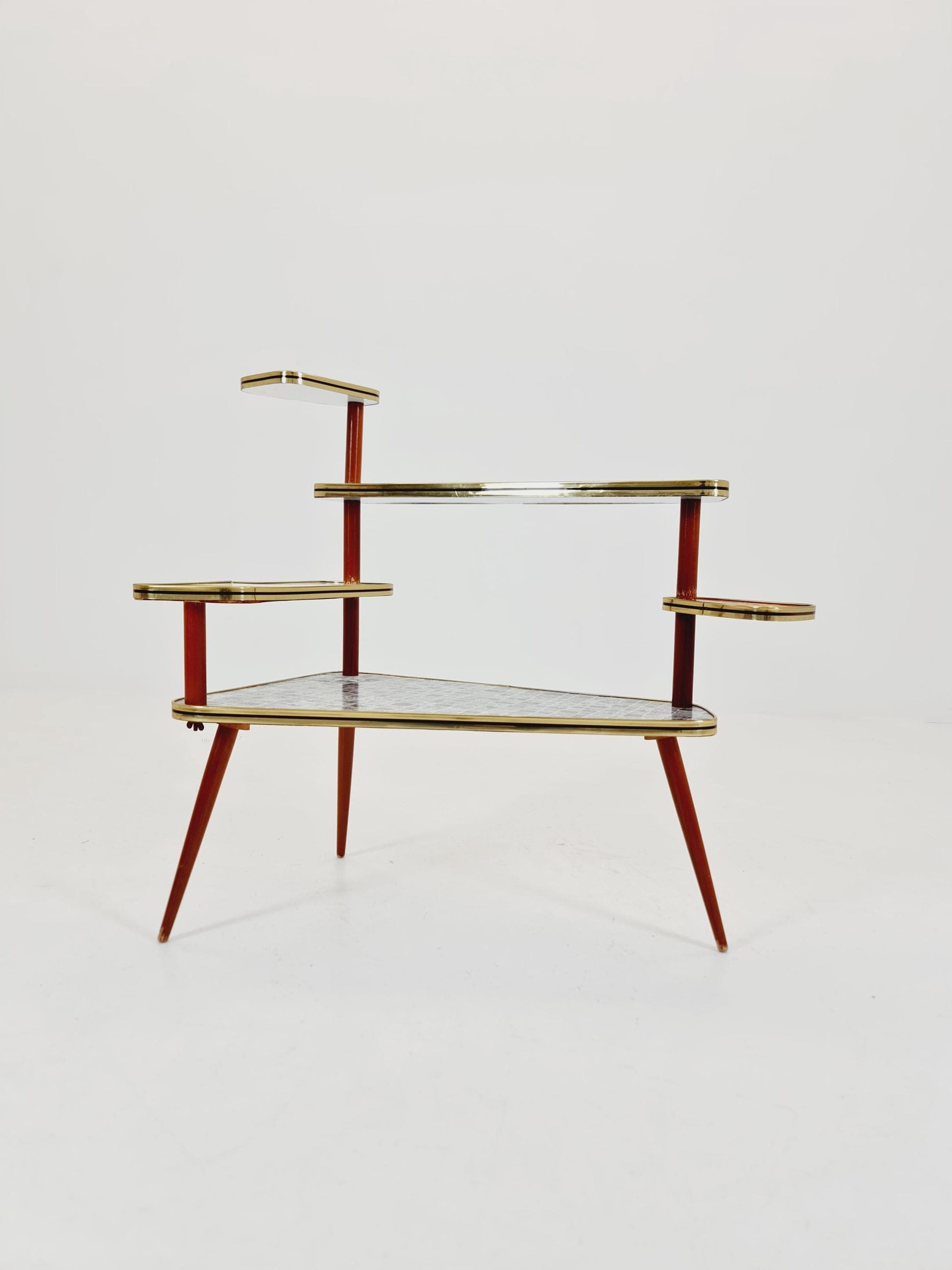 Big 1950s German Plant Stand, Colorful Vintage Mid-Century Minimalist Indoor Plant Stand Side Table Retro flower table