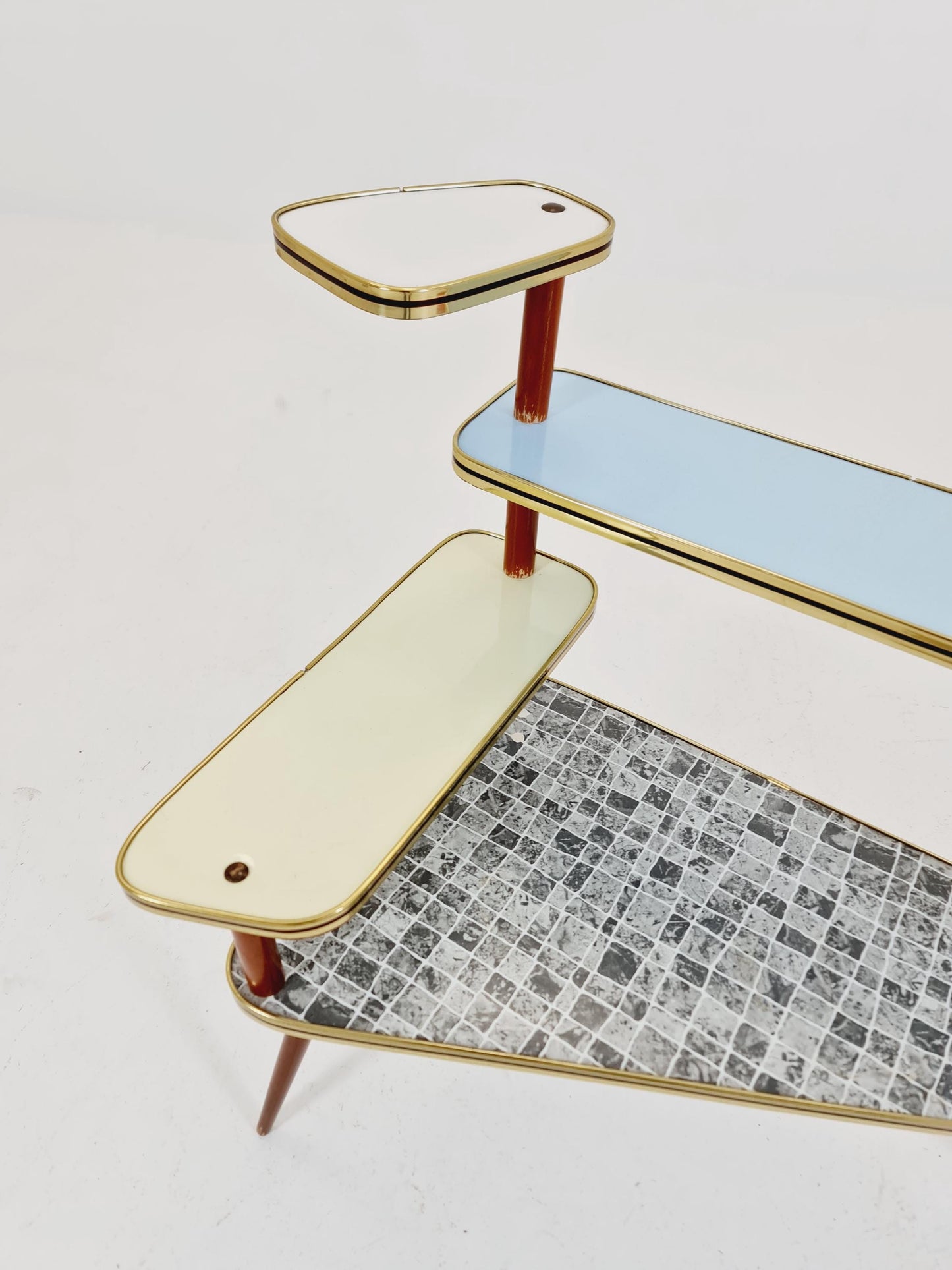 Big 1950s German Plant Stand, Colorful Vintage Mid-Century Minimalist Indoor Plant Stand Side Table Retro flower table
