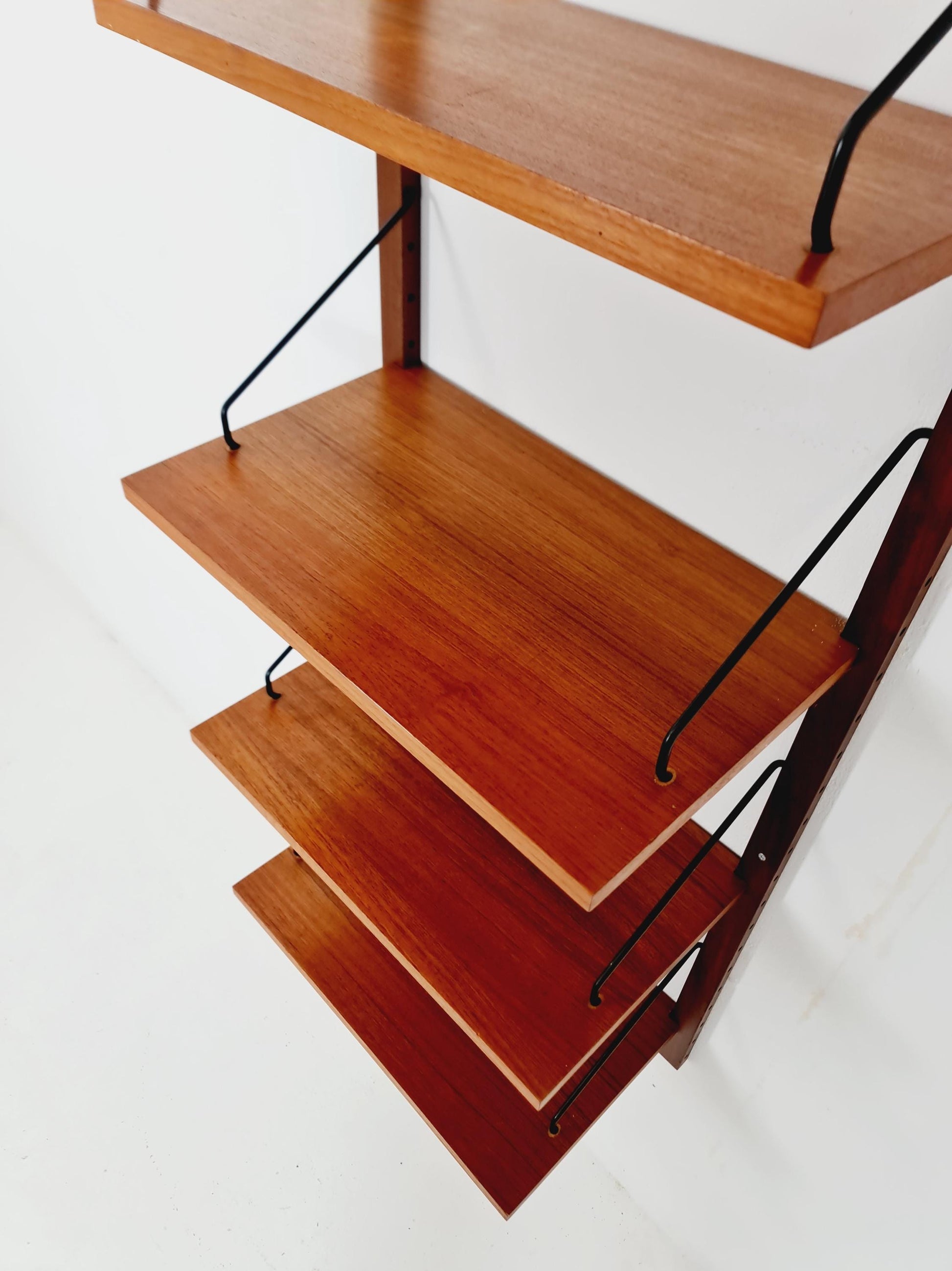 Midcentury Danish Teak Wall-Mounted Shelving Unit, by Royal for Poul Cadovius, 1960s