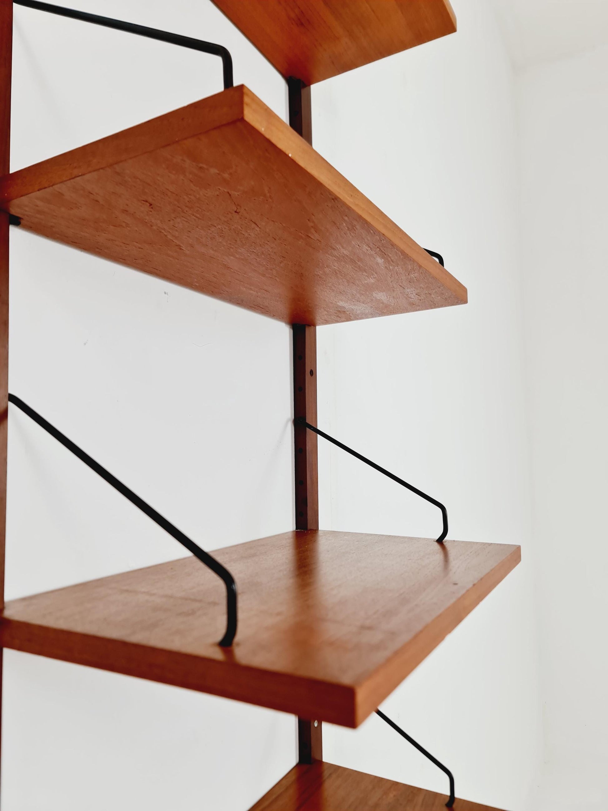 Midcentury Danish Teak Wall-Mounted Shelving Unit, by Royal for Poul Cadovius, 1960s