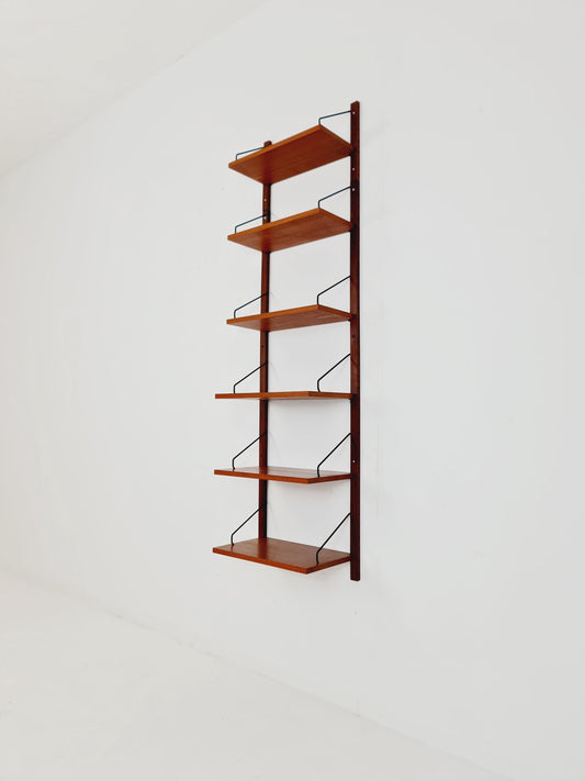 Midcentury Danish Teak Wall-Mounted Shelving Unit, by Royal for Poul Cadovius, 1960s