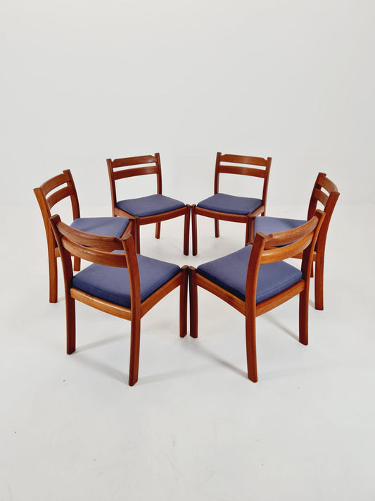 Mid Century Danish solid teak dining Chairs by Dyrlund,Set of 6, 1960s