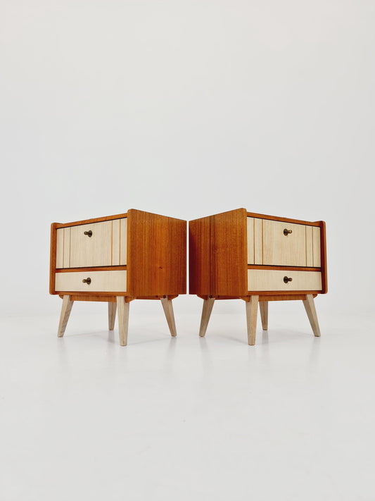 German Mid century nightstands/ bedside tables , Set of 2 by Rudlof Menke ,1950s