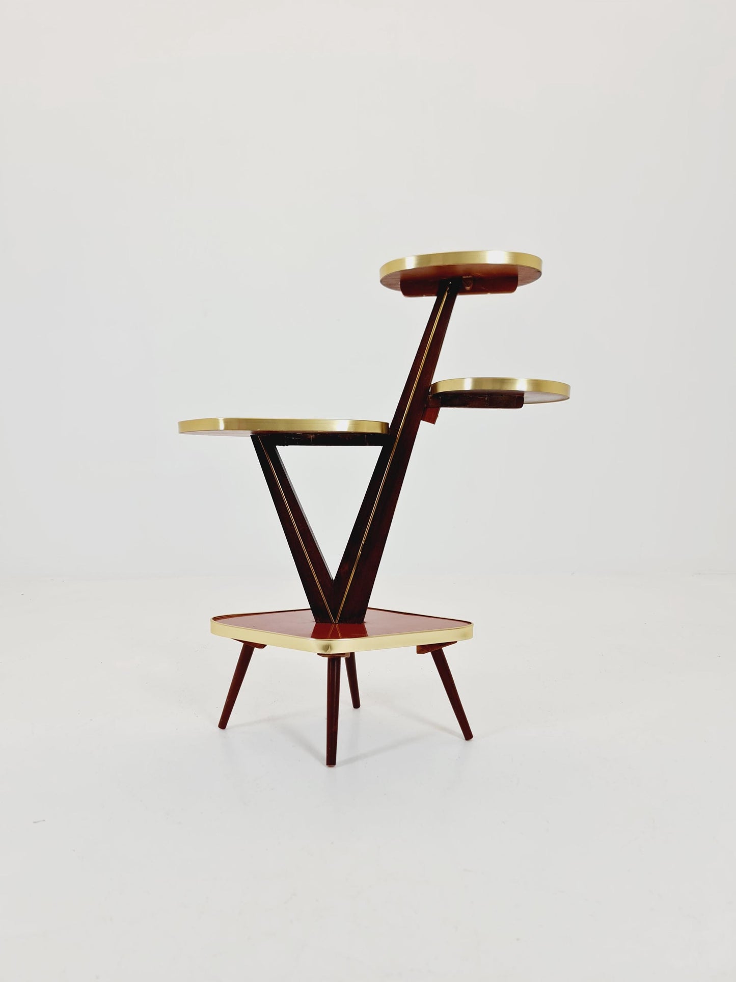 Big 1950s German Plant Stand, Colorful Vintage Mid-Century Minimalist Indoor Plant Stand Side Table Retro flower table