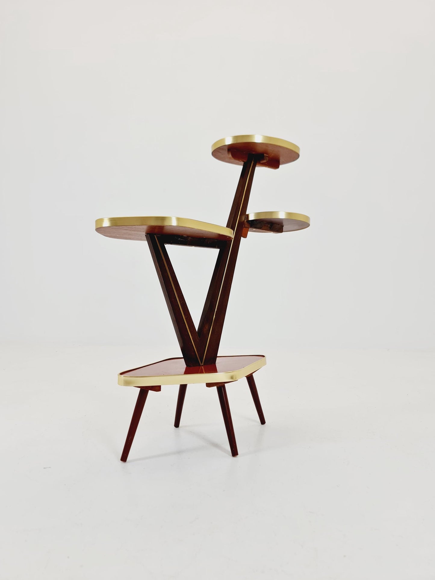 Big 1950s German Plant Stand, Colorful Vintage Mid-Century Minimalist Indoor Plant Stand Side Table Retro flower table