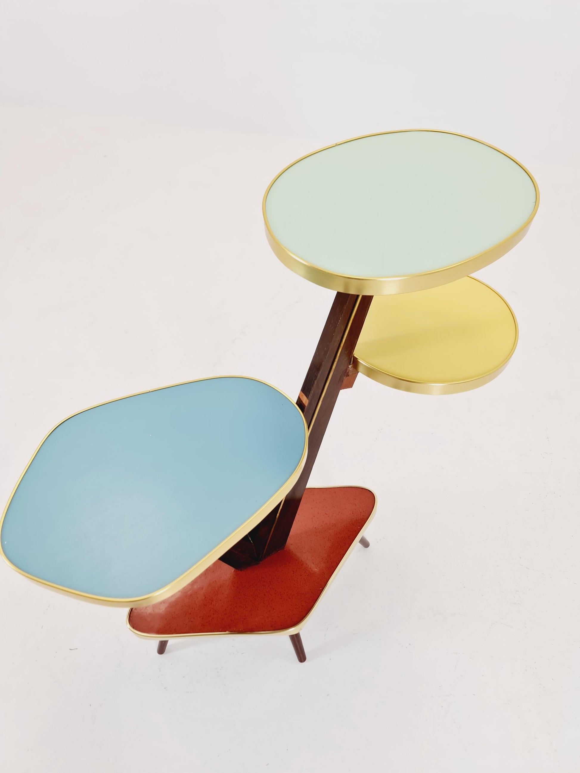 Big 1950s German Plant Stand, Colorful Vintage Mid-Century Minimalist Indoor Plant Stand Side Table Retro flower table