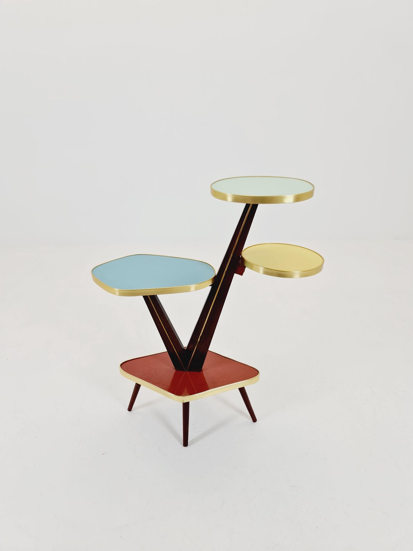 Big 1950s German Plant Stand, Colorful Vintage Mid-Century Minimalist Indoor Plant Stand Side Table Retro flower table