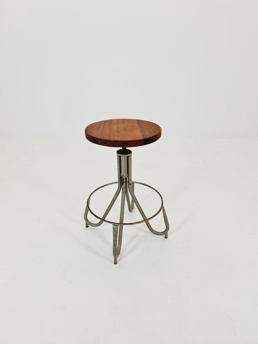 Rare Industy swivel office/Bar stool in solid Teak wood 1940s