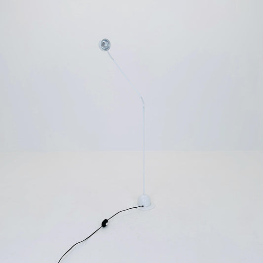 Space age white metal Adjustable Floor Lamp / 70s Mid Century Space Age Italian Design / Goose Neck Eye Ball Floor Lamp