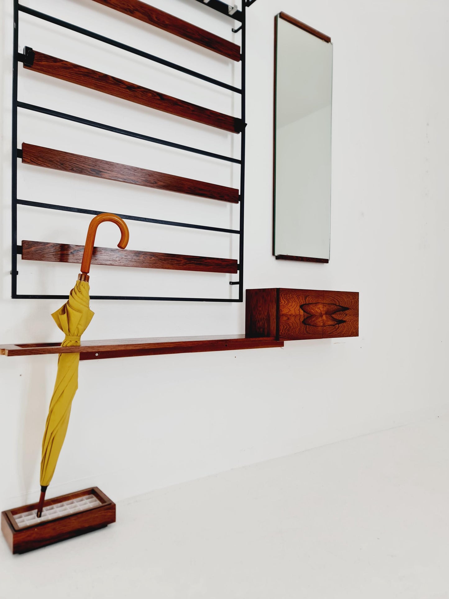 Germany Mid Century Rosewood wardrobe Set coat rack/ hallway wall wardrobe/ With Mirorr, Flor Cabinet 1960s