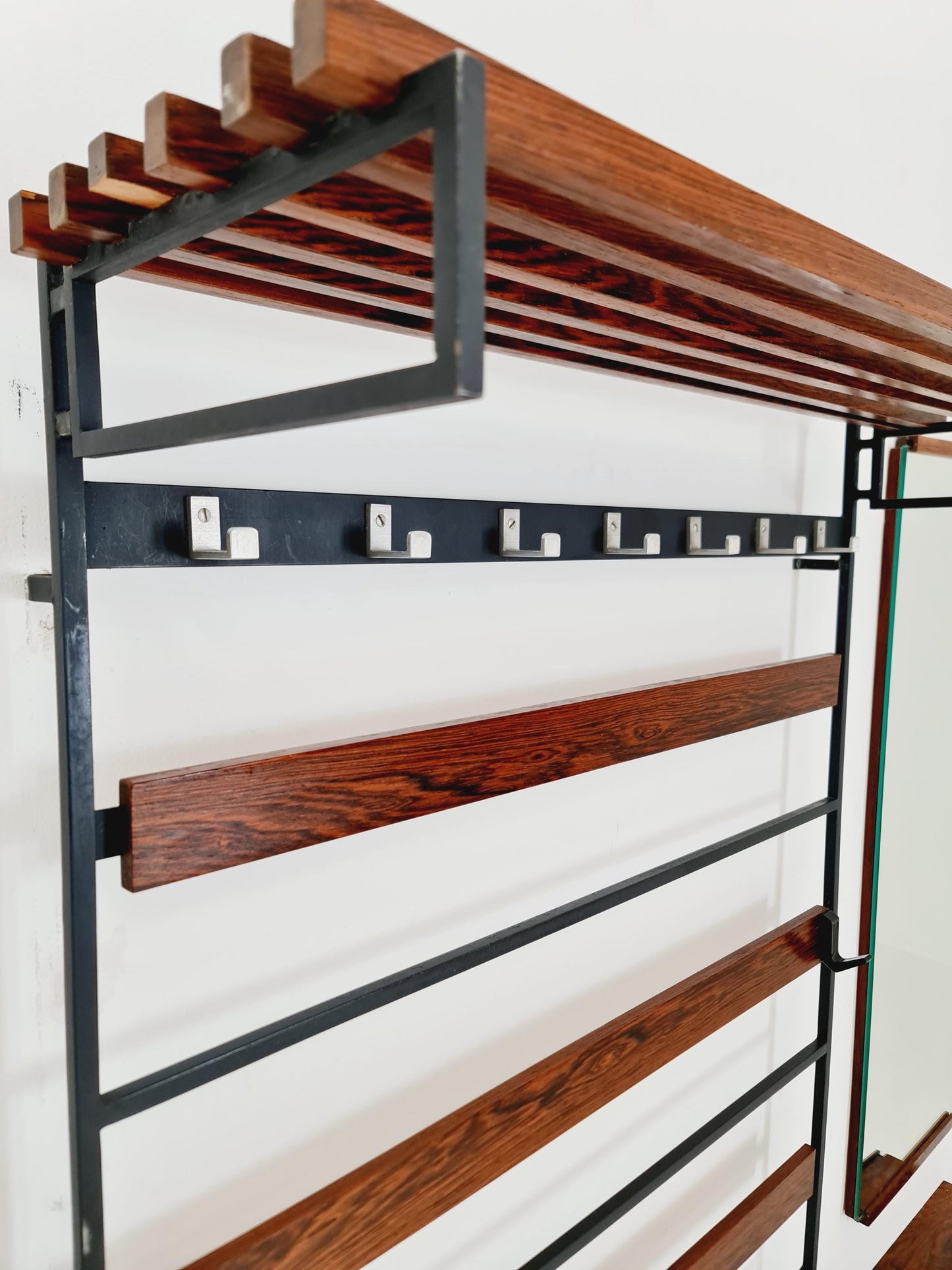 Germany Mid Century Rosewood wardrobe Set coat rack/ hallway wall wardrobe/ With Mirorr, Flor Cabinet 1960s