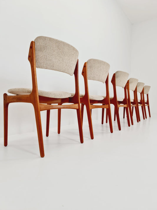 Vintage Danish teak dining/desk chairs by Erik Buch for O D Möbler, 1960s Set of 6