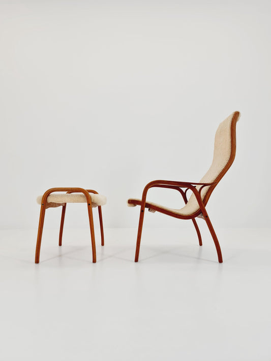 Mid century Lamino Armchair and foot stool By Yngve Ekstöm For Swedese 1960