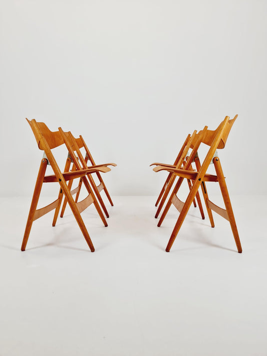 Austrian folding chair model SE18 by Egon Eiermann for Wilde & Spieth, 1950s set of 4