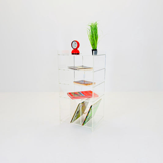 Space age Plexiglass vinyl storage /stand by Michel Dumas for Roche Bobois 1970s