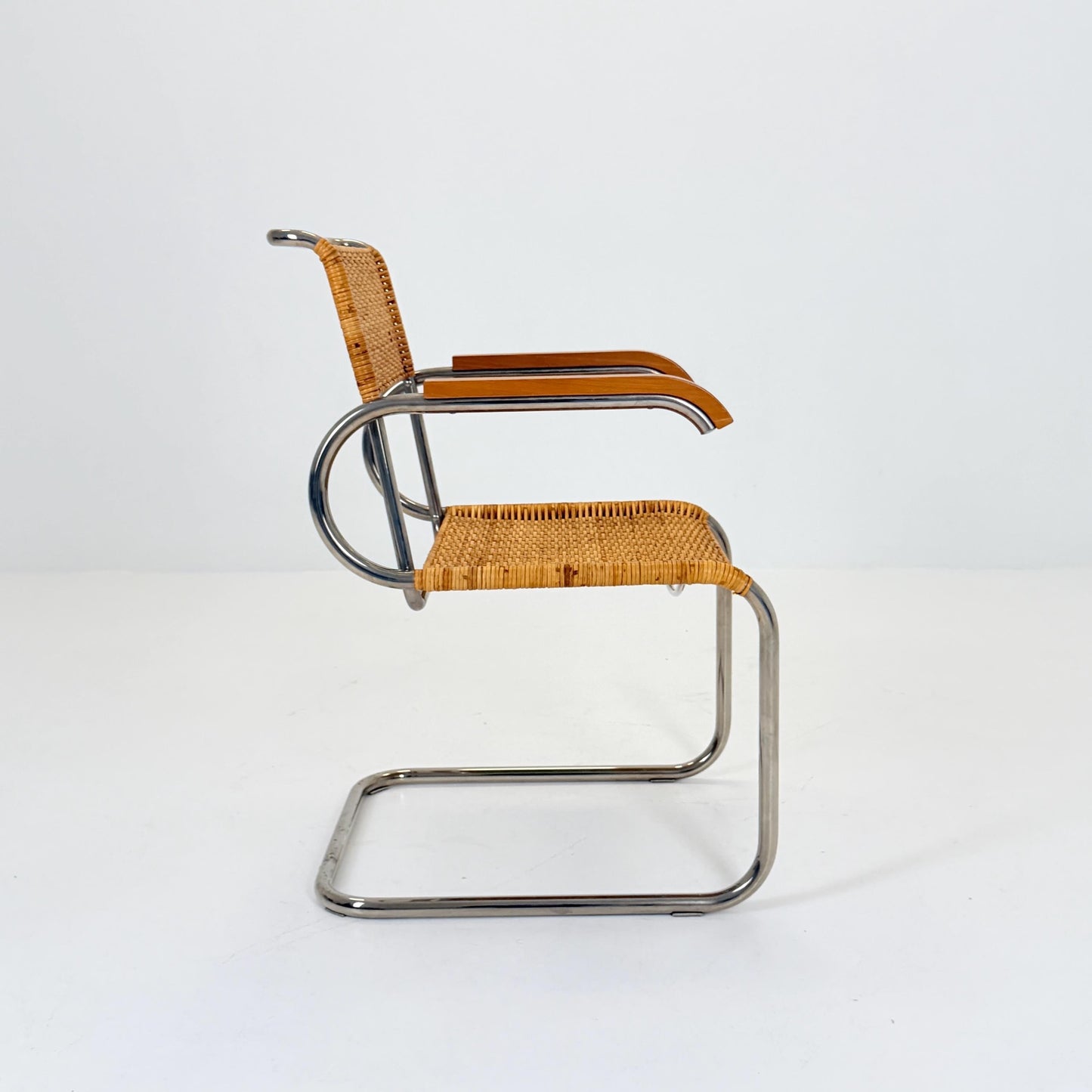 1 of 3 Mid century Cantilever D40 Rattan armchair for Marcel Breuer By Tecta Germany 1980s
