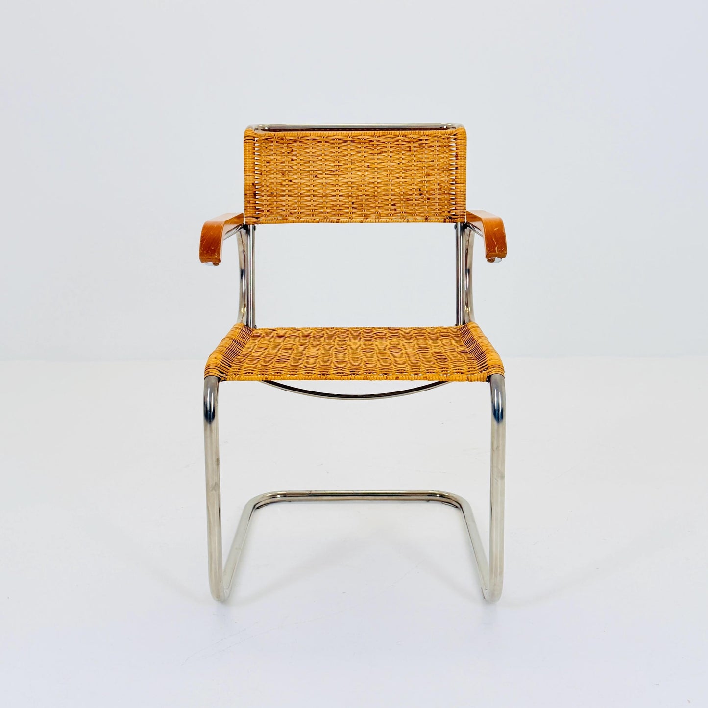 1 of 3 Mid century Cantilever D40 Rattan armchair for Marcel Breuer By Tecta Germany 1980s