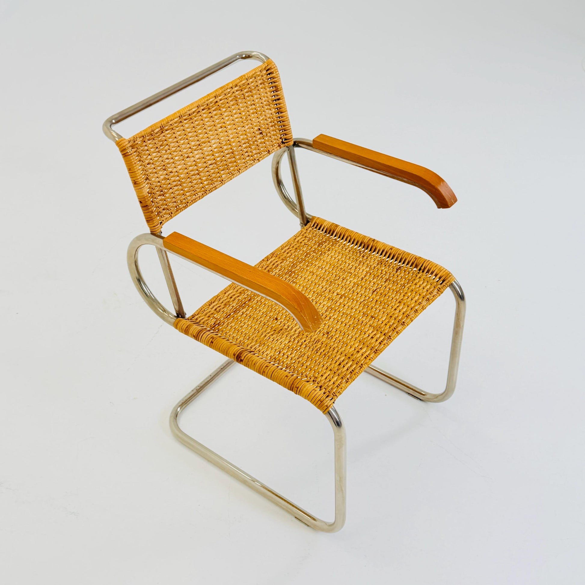 1 of 3 Mid century Cantilever D40 Rattan armchair for Marcel Breuer By Tecta Germany 1980s