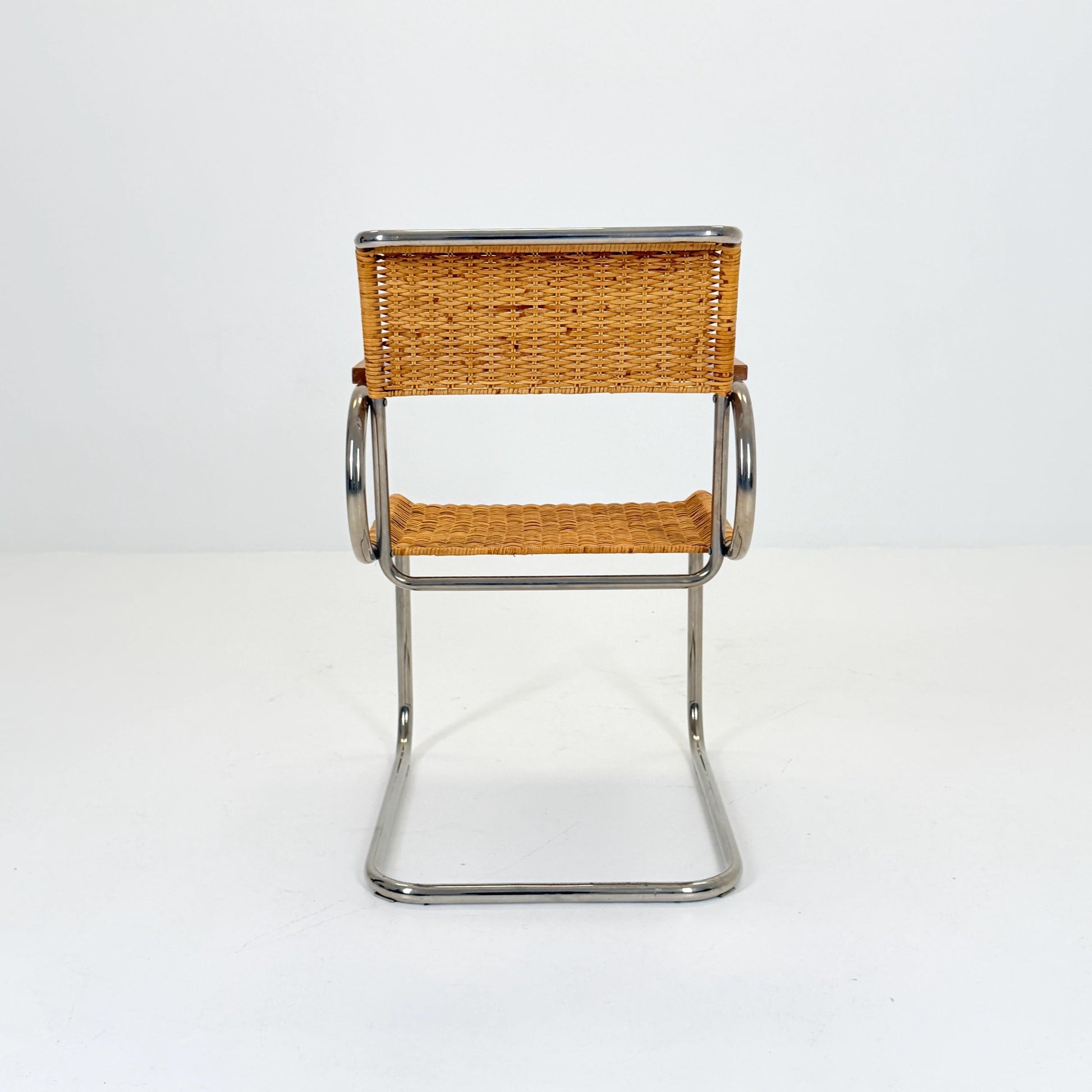 1 of 3 Mid century Cantilever D40 Rattan armchair for Marcel Breuer By Tecta Germany 1980s
