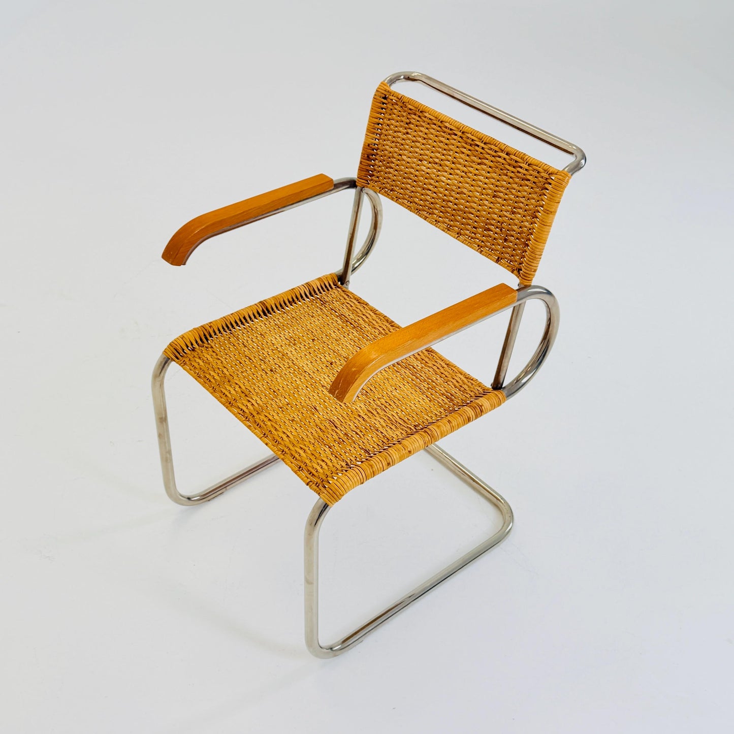 1 of 3 Mid century Cantilever D40 Rattan armchair for Marcel Breuer By Tecta Germany 1980s
