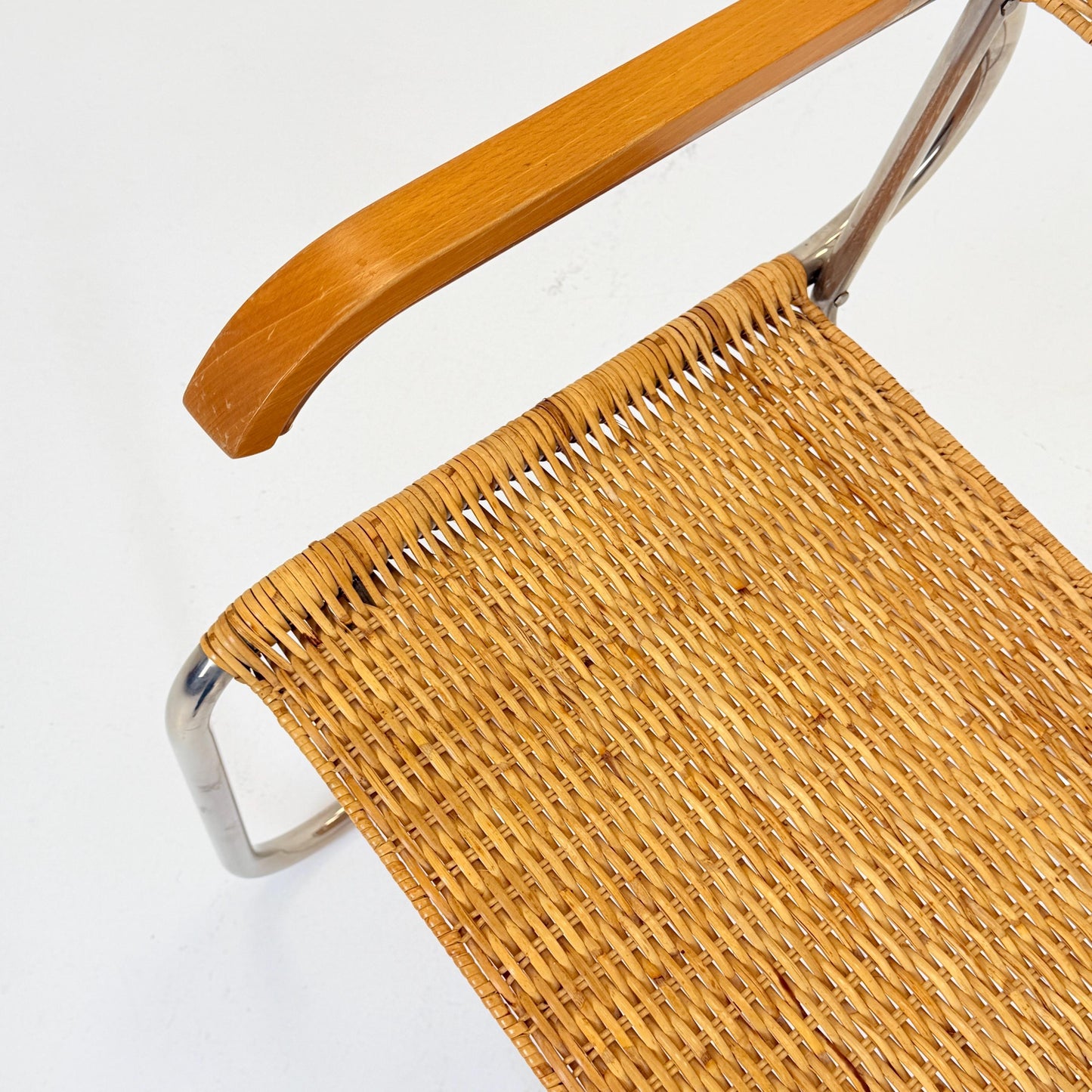 1 of 3 Mid century Cantilever D40 Rattan armchair for Marcel Breuer By Tecta Germany 1980s