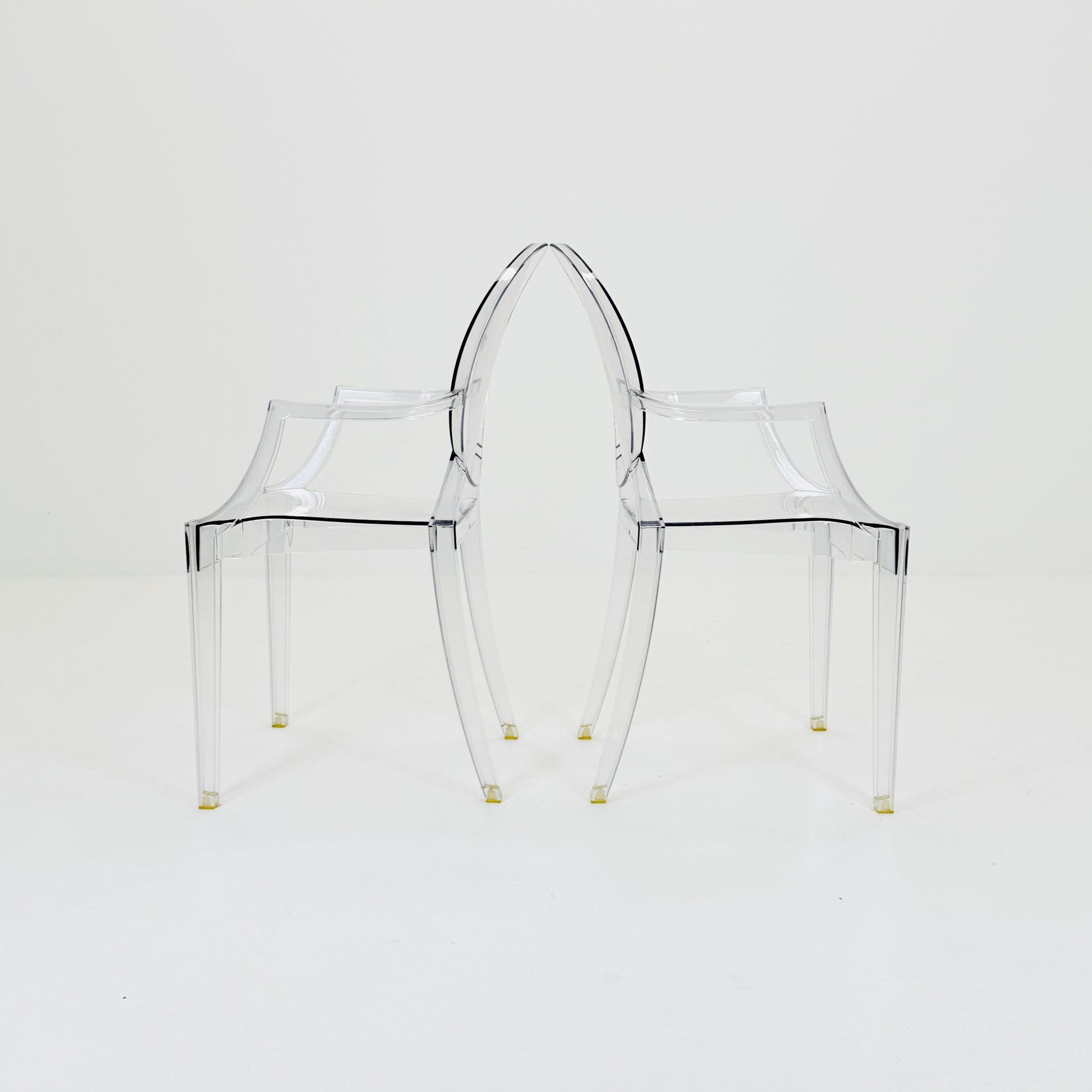 Set of 2 Louis Ghost Armchairs by Philippe Starck for Kartell – Transparent Polycarbonate Chairs, Italy 2000s