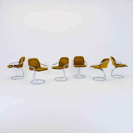 Set of 6 Mid century Cantilever Dining Chairs by Gastone Rinaldi Cantilever Dining Chairs – for RIMA Italy 1970s