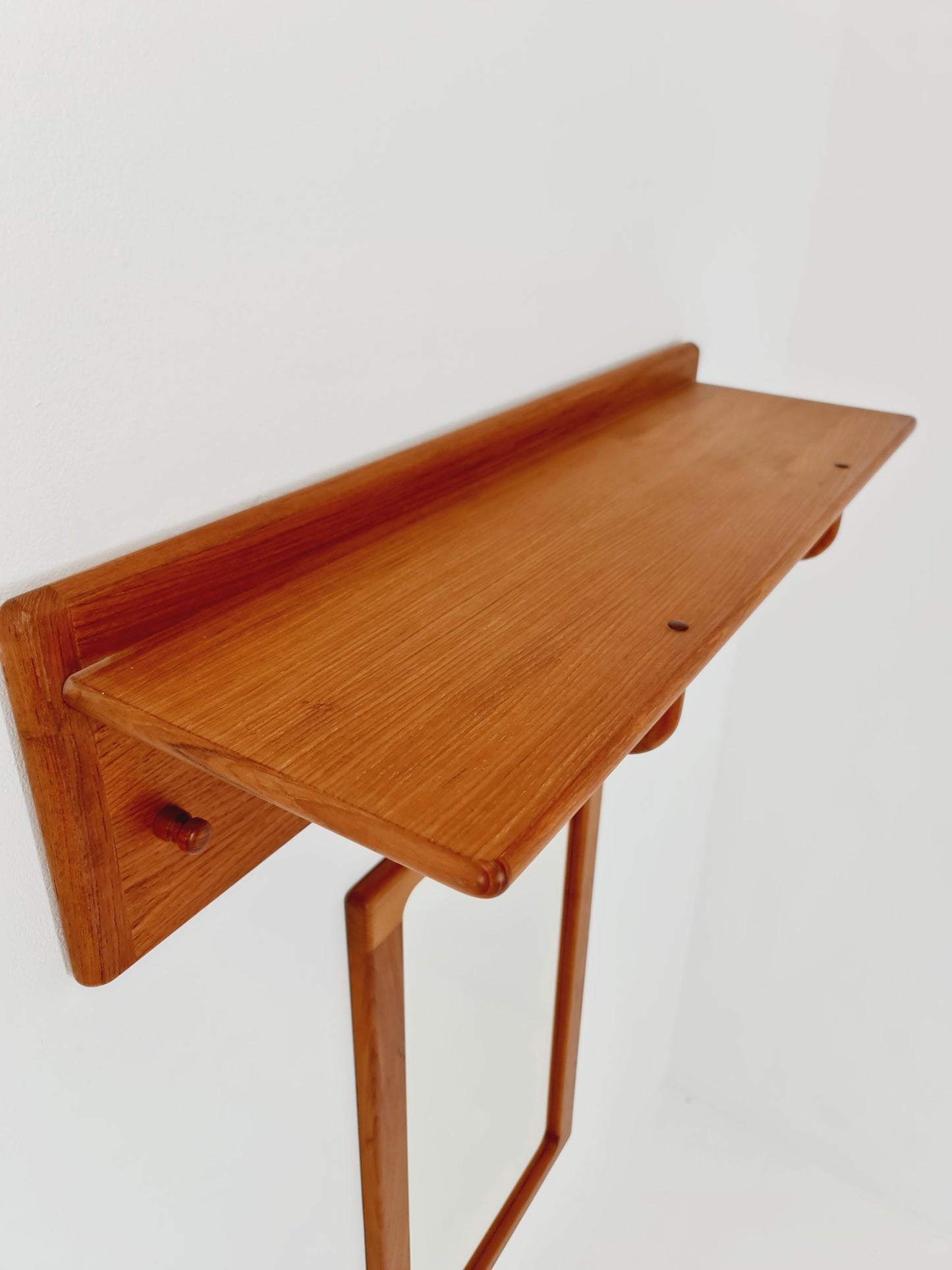 Mid century Danish Wardarobe Set with Mirror By Silkborg Møbelfabrik, teak wall coat rack 1960s