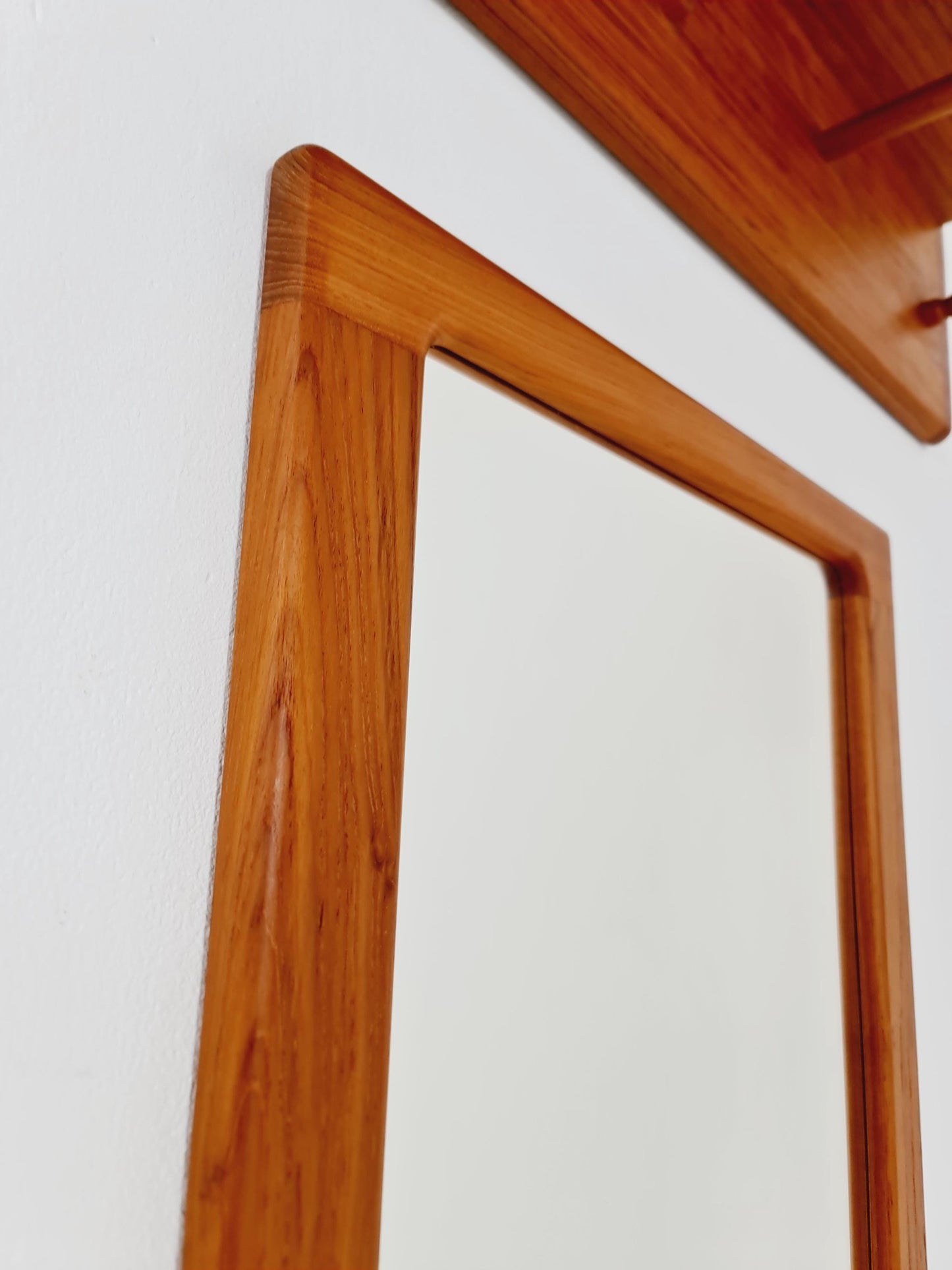 Mid century Danish Wardarobe Set with Mirror By Silkborg Møbelfabrik, teak wall coat rack 1960s