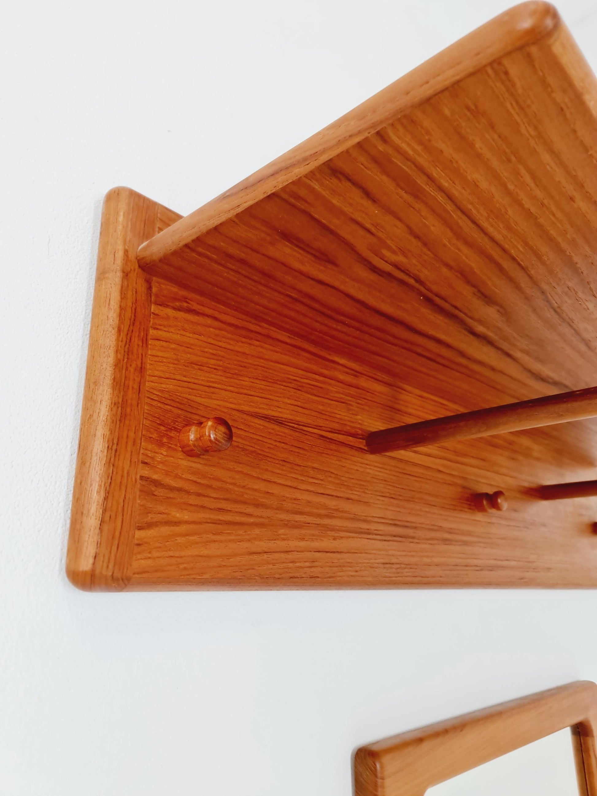 Mid century Danish Wardarobe Set with Mirror By Silkborg Møbelfabrik, teak wall coat rack 1960s